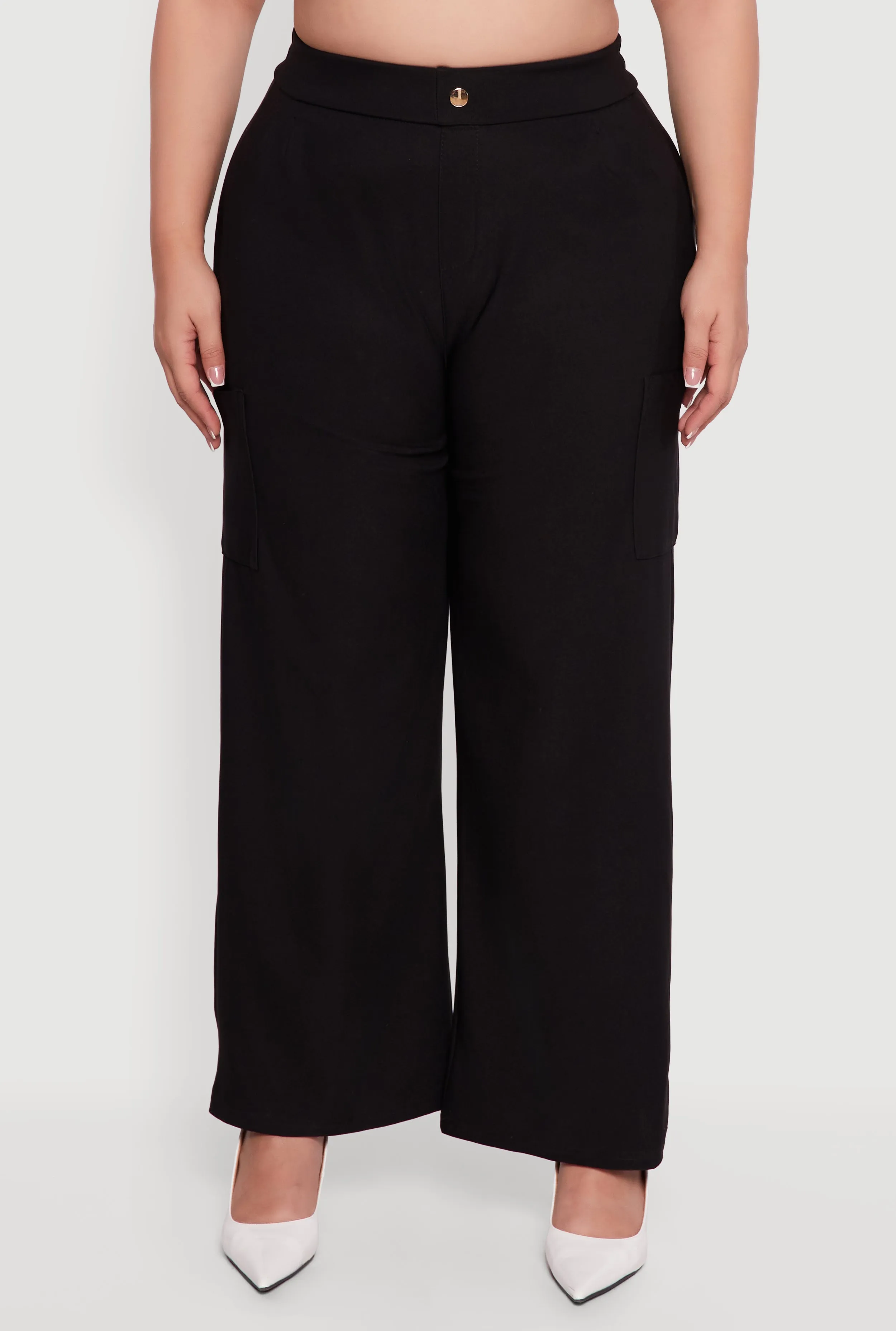 Plus Size High Waisted Wide Leg Dress Pants with Pockets sold by Rainbow product image thumbnail 5