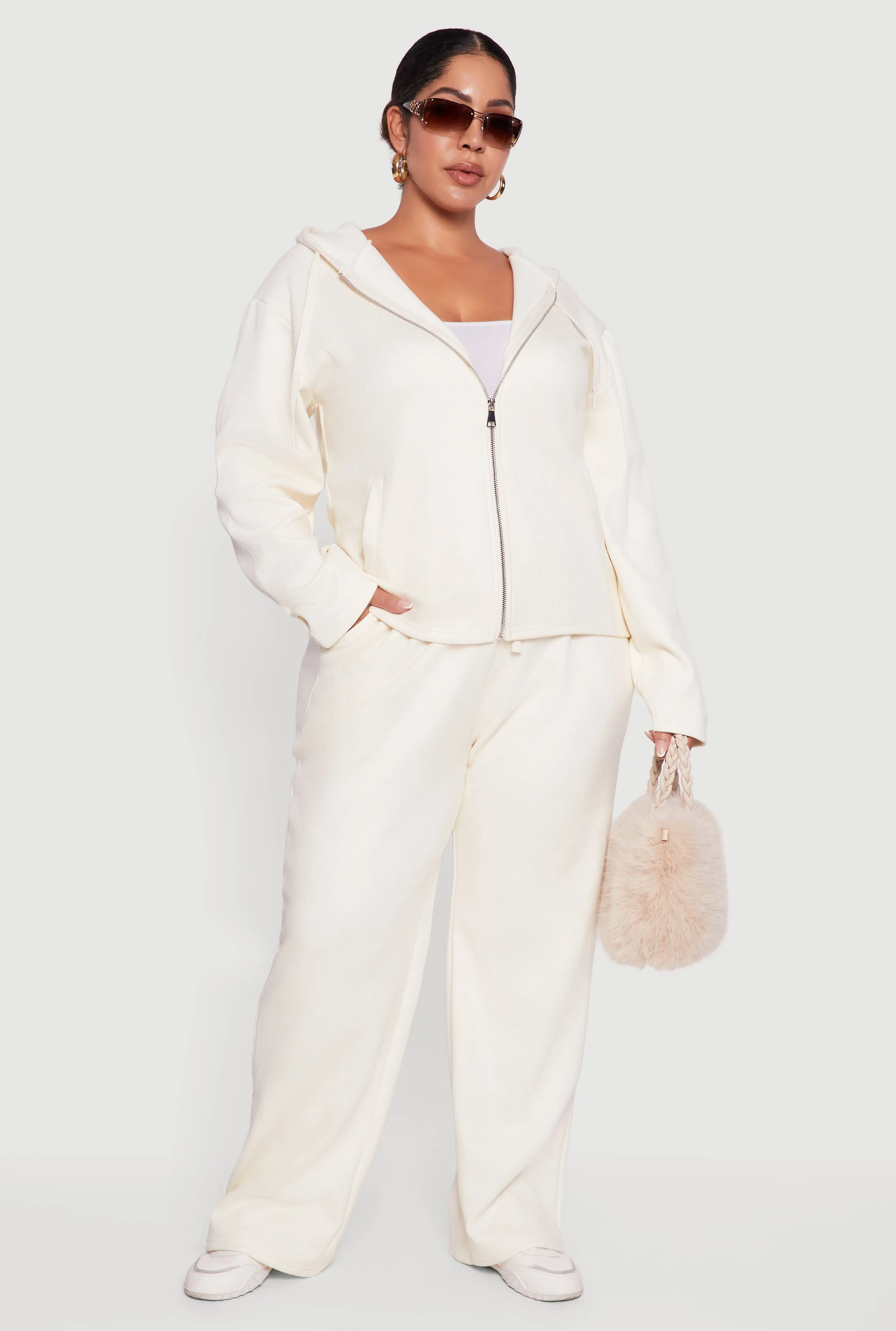 Plus Size Plush Lined Ribbed Knit High Waisted Sweatpants sold by Rainbow product image thumbnail 3