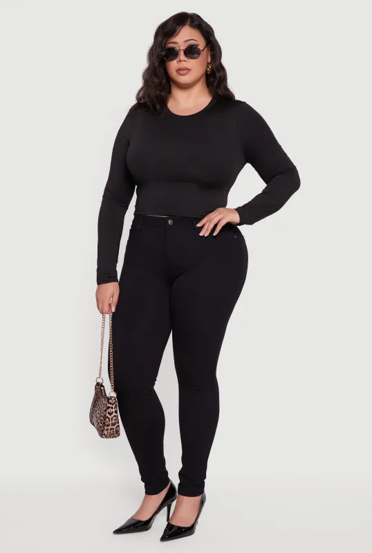Plus Size High Waisted Stretch Solid Skinny Leg Pants sold by Rainbow
