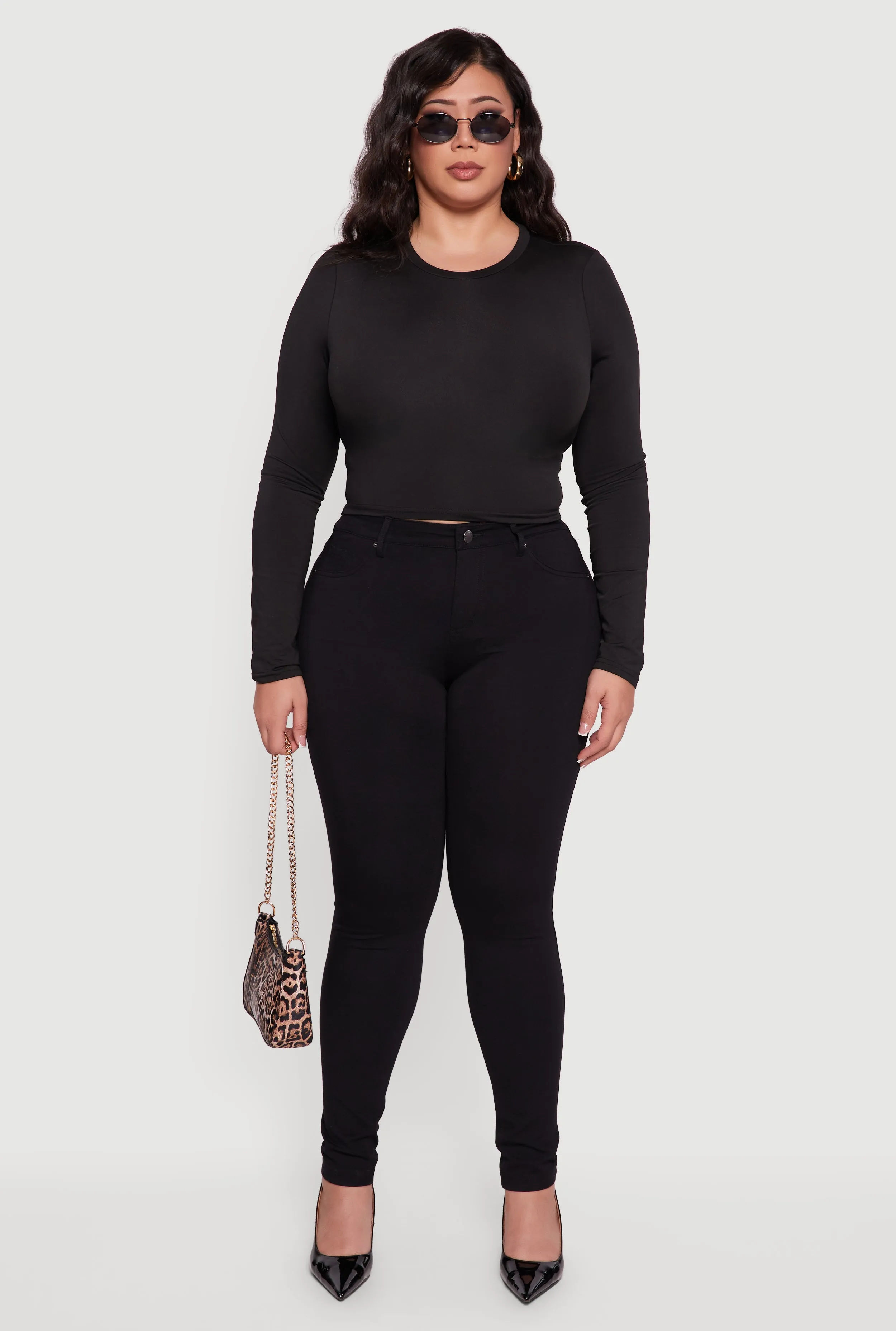 Plus Size High Waisted Stretch Solid Skinny Leg Pants sold by Rainbow product image thumbnail 2