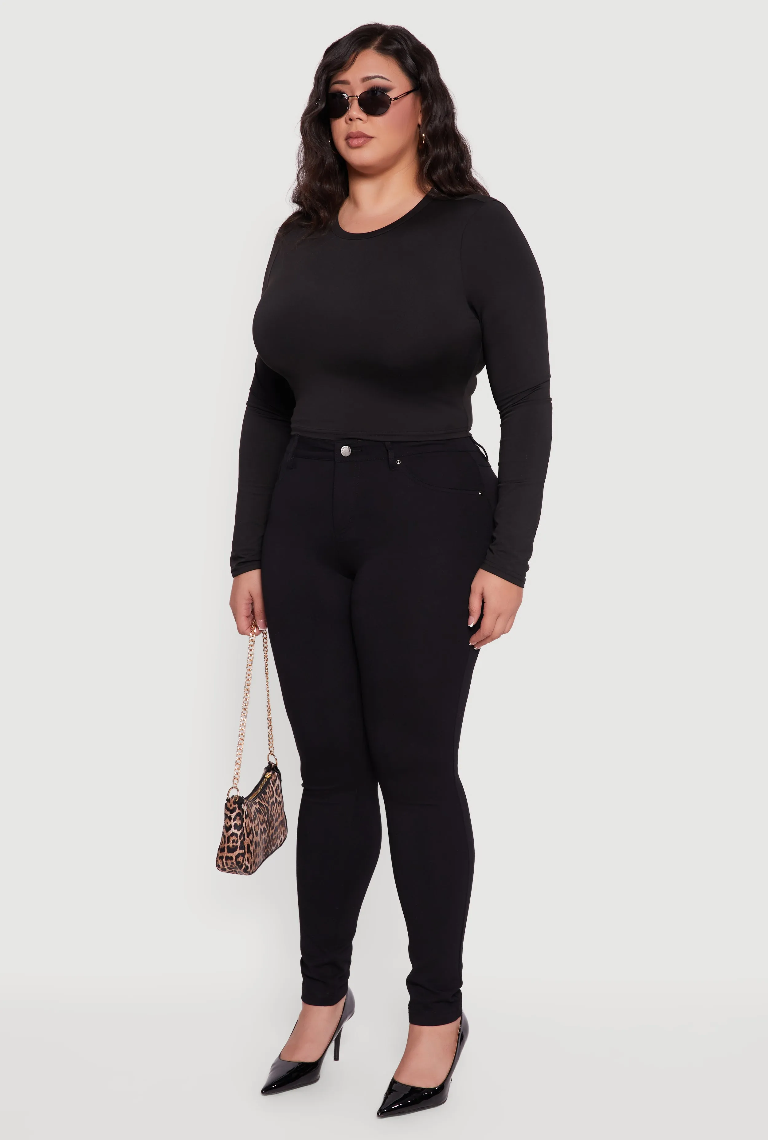 Plus Size High Waisted Stretch Solid Skinny Leg Pants sold by Rainbow product image thumbnail 3