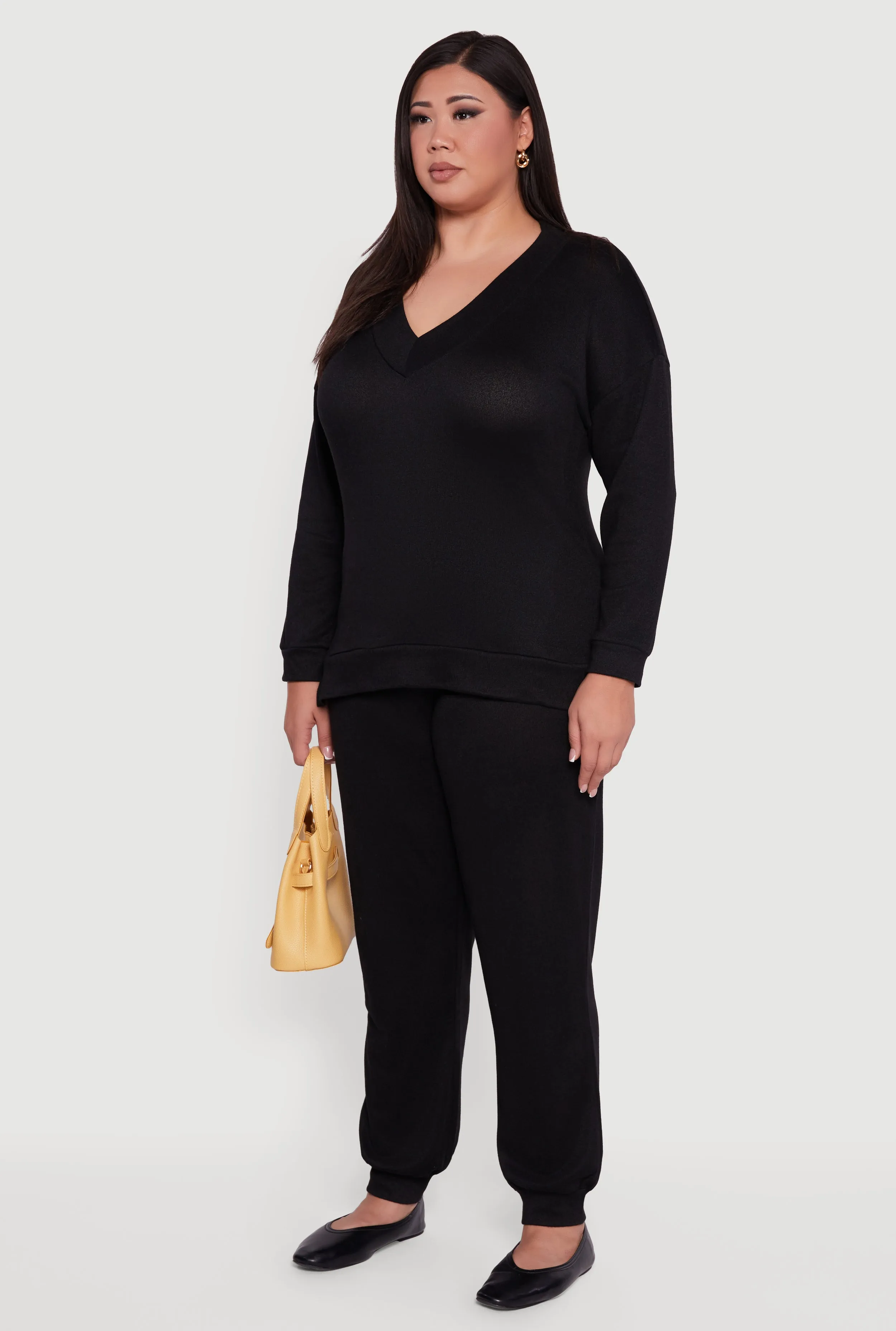 Plus Size Relaxed Fit V-Neck Long Sleeve Pullover Top sold by Rainbow product image thumbnail 5
