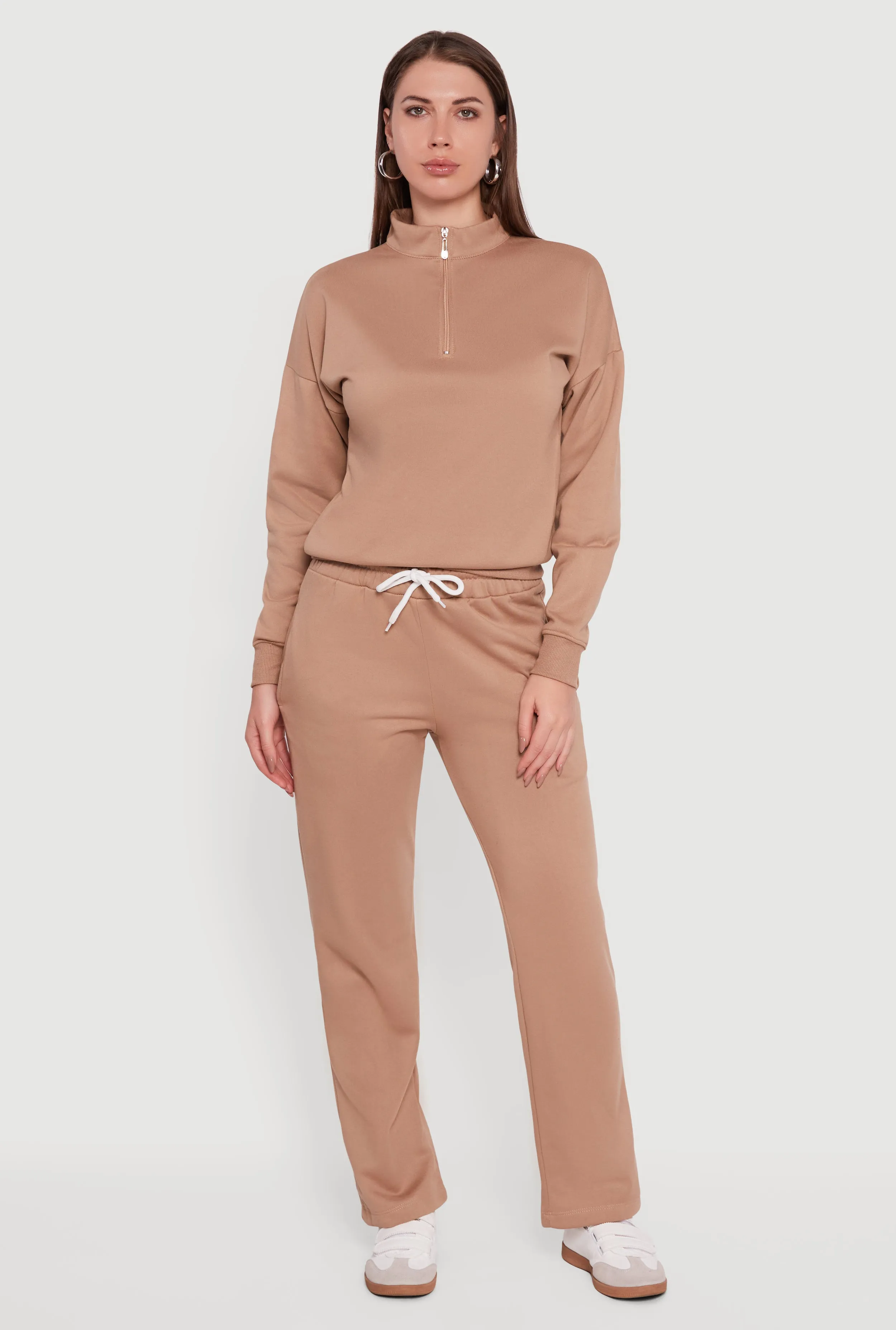 Half Zip Front Fleece Lined Drop Shoulder Sweatshirt sold by Rainbow product image thumbnail 2