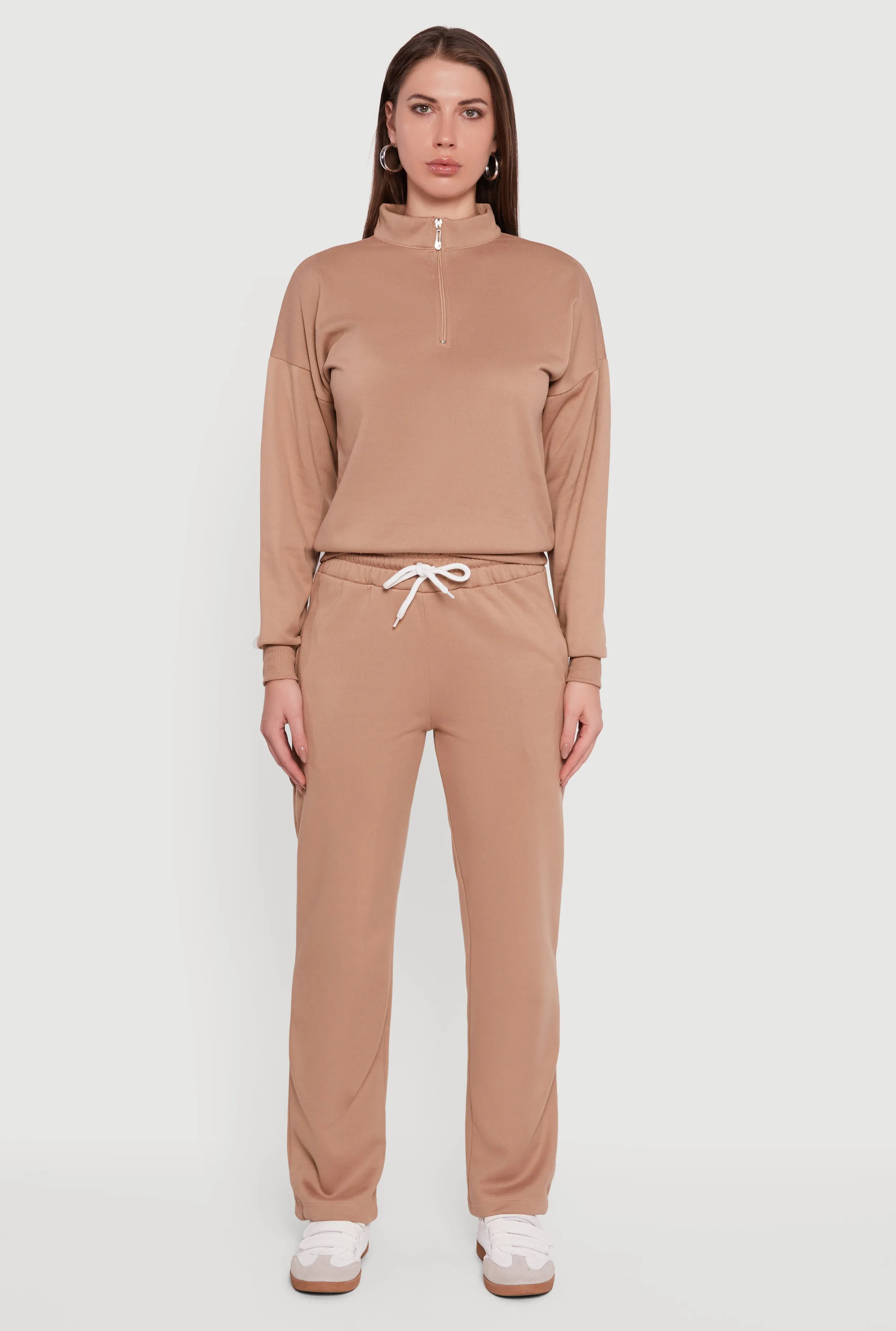 Half Zip Front Fleece Lined Drop Shoulder Sweatshirt sold by Rainbow product image thumbnail 3