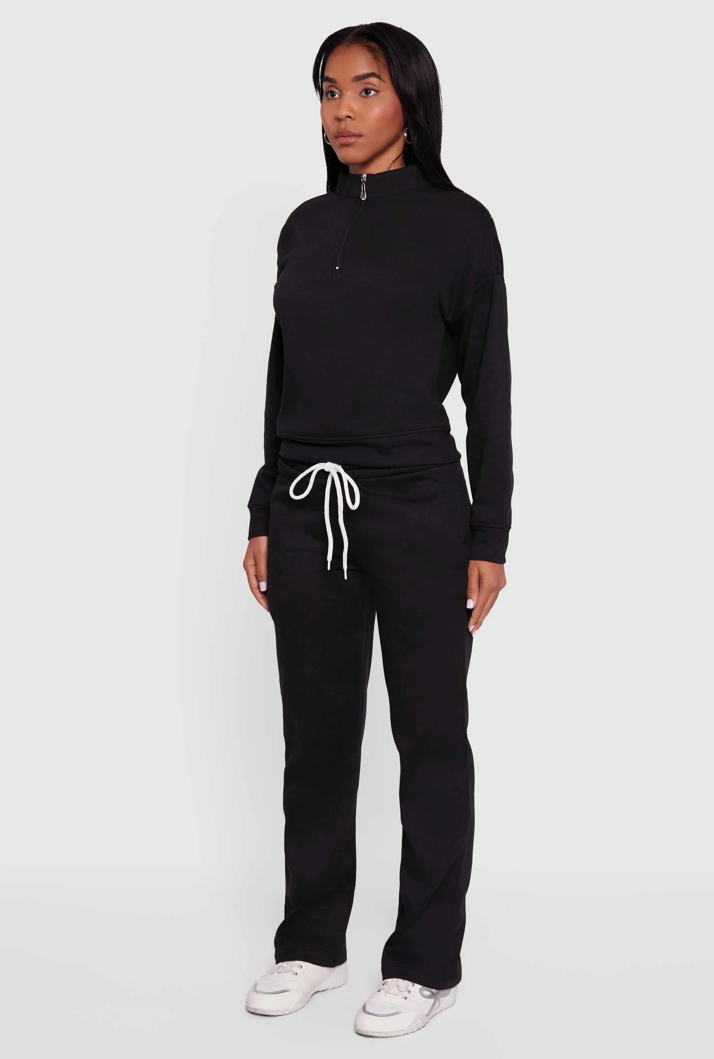 Half Zip Front Fleece Lined Drop Shoulder Sweatshirt sold by Rainbow product image thumbnail 5