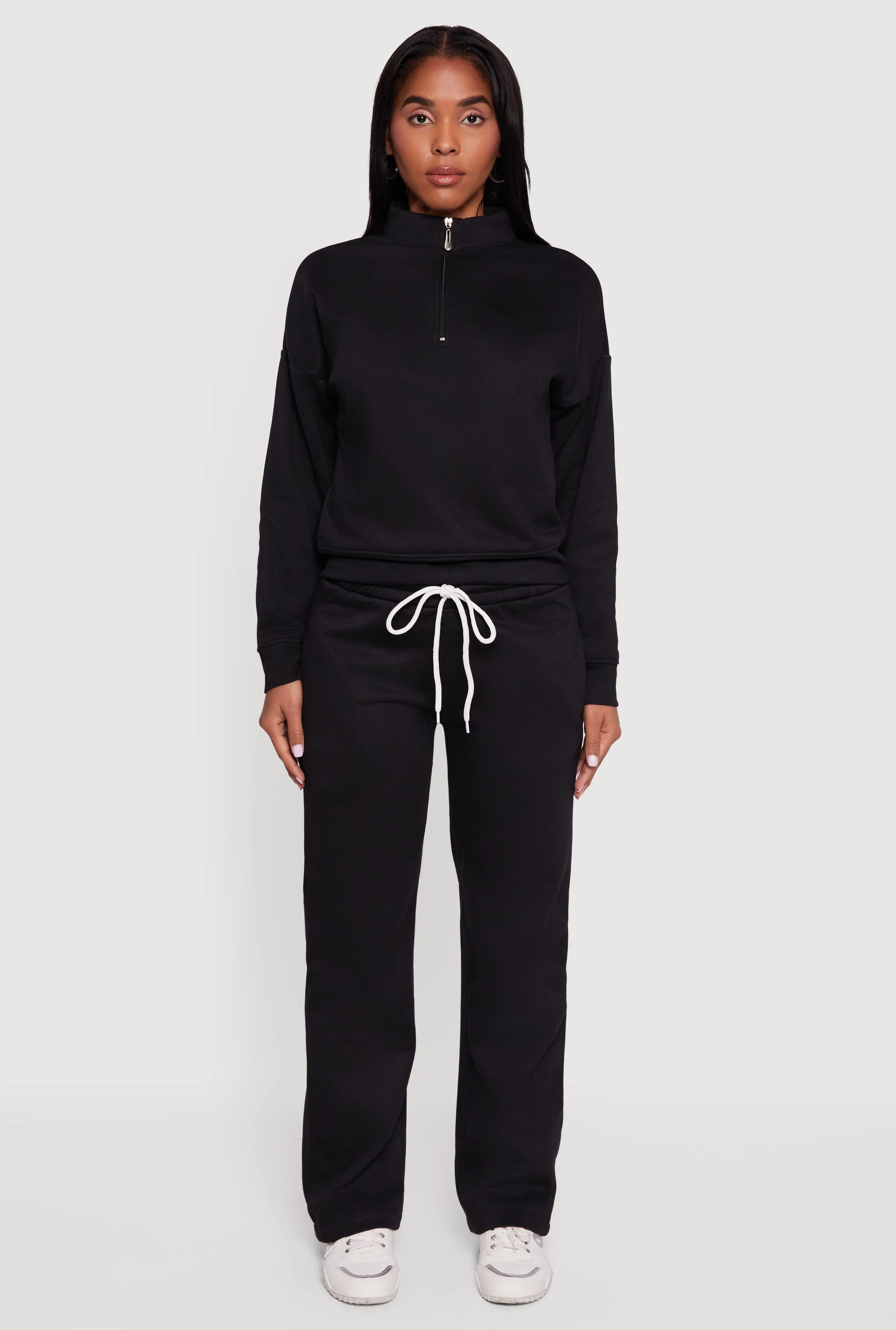 Half Zip Front Fleece Lined Drop Shoulder Sweatshirt sold by Rainbow product image thumbnail 3