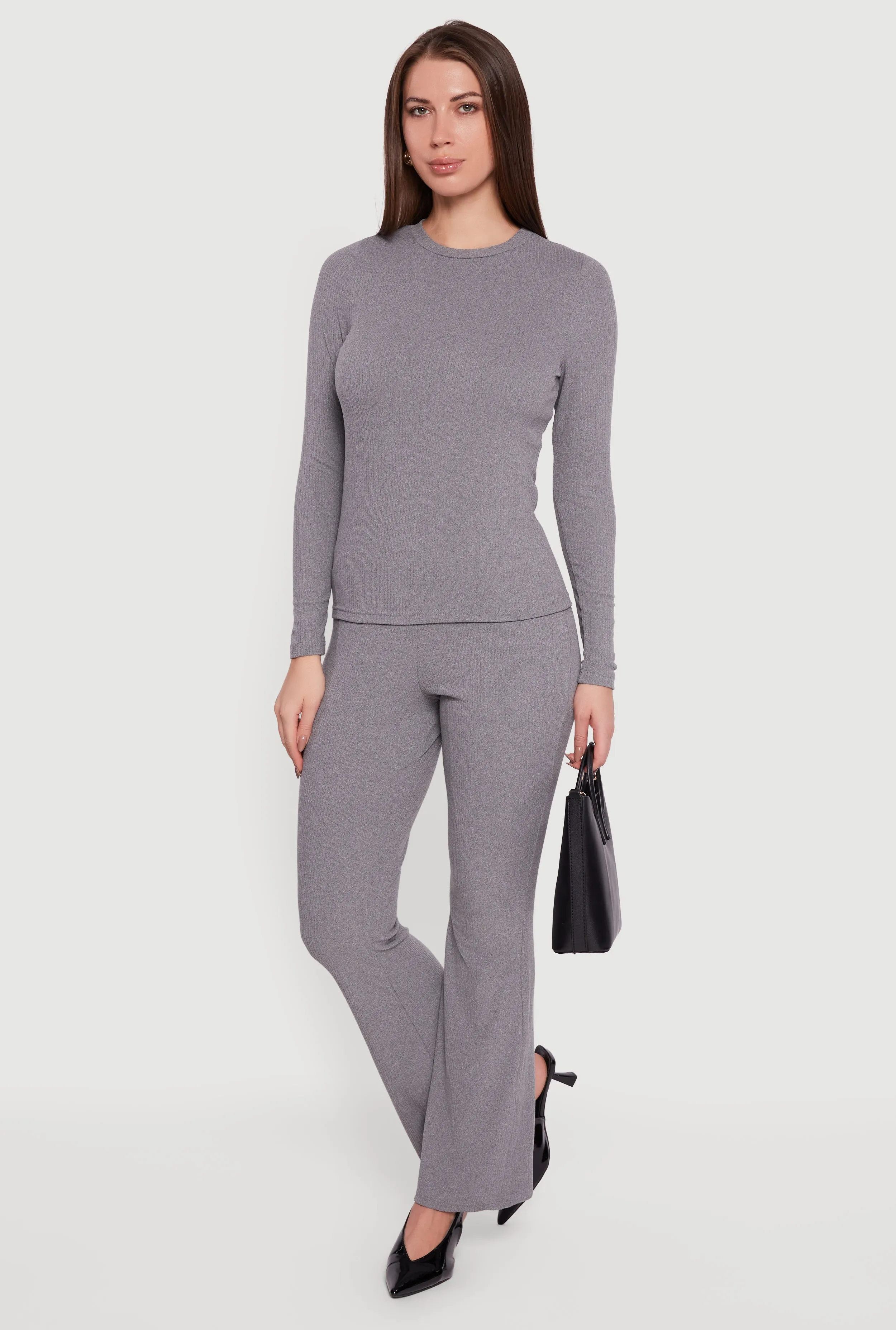 Ribbed Knit Flare Leg Casual Pants sold by Rainbow product image thumbnail 4