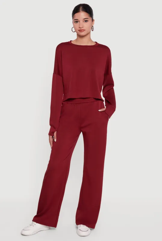 Elastic Waist Pull On Wide Leg Sweatpants sold by Rainbow