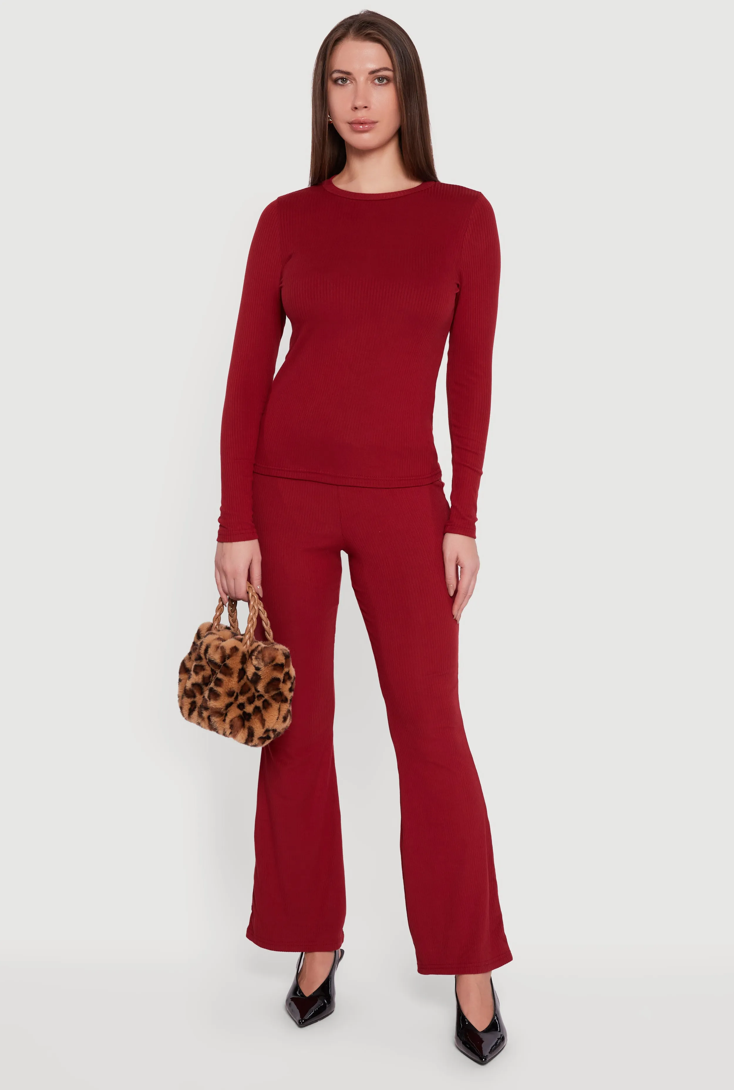 Ribbed Knit Long Sleeve Crew Neck Top sold by Rainbow product image thumbnail 2