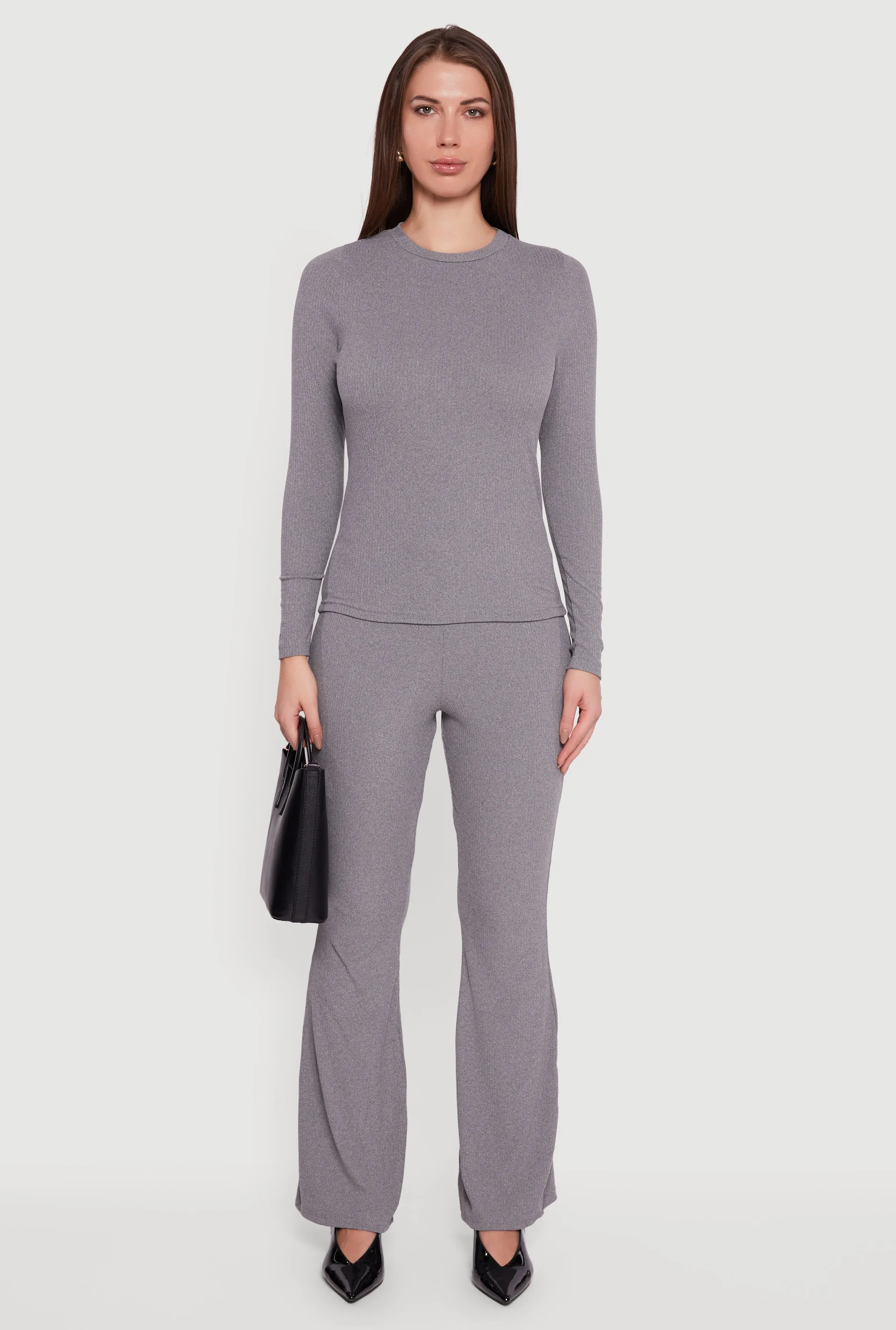 Ribbed Knit Flare Leg Casual Pants sold by Rainbow product image thumbnail 2