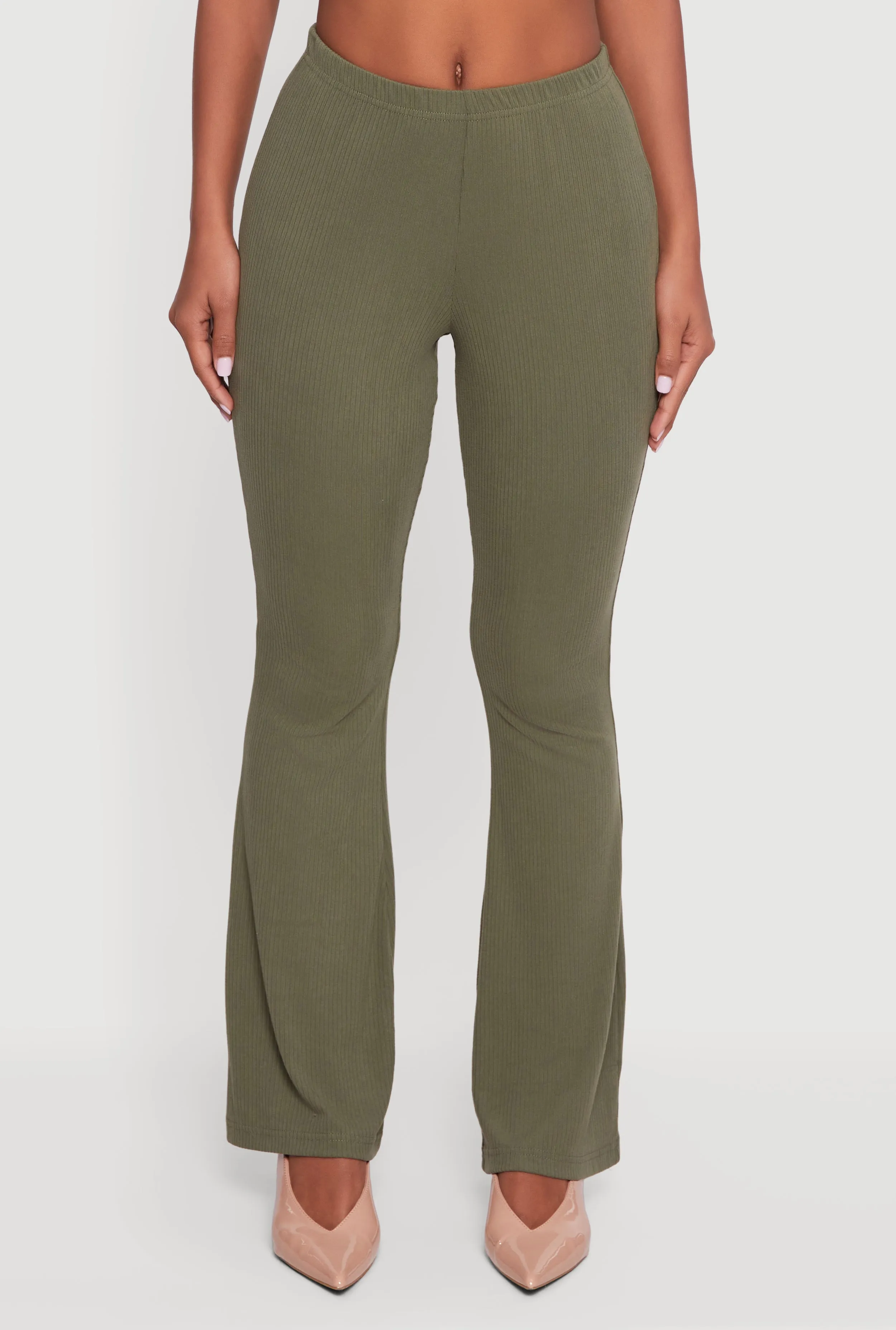 Ribbed Knit Flare Leg Casual Pants sold by Rainbow product image thumbnail 3