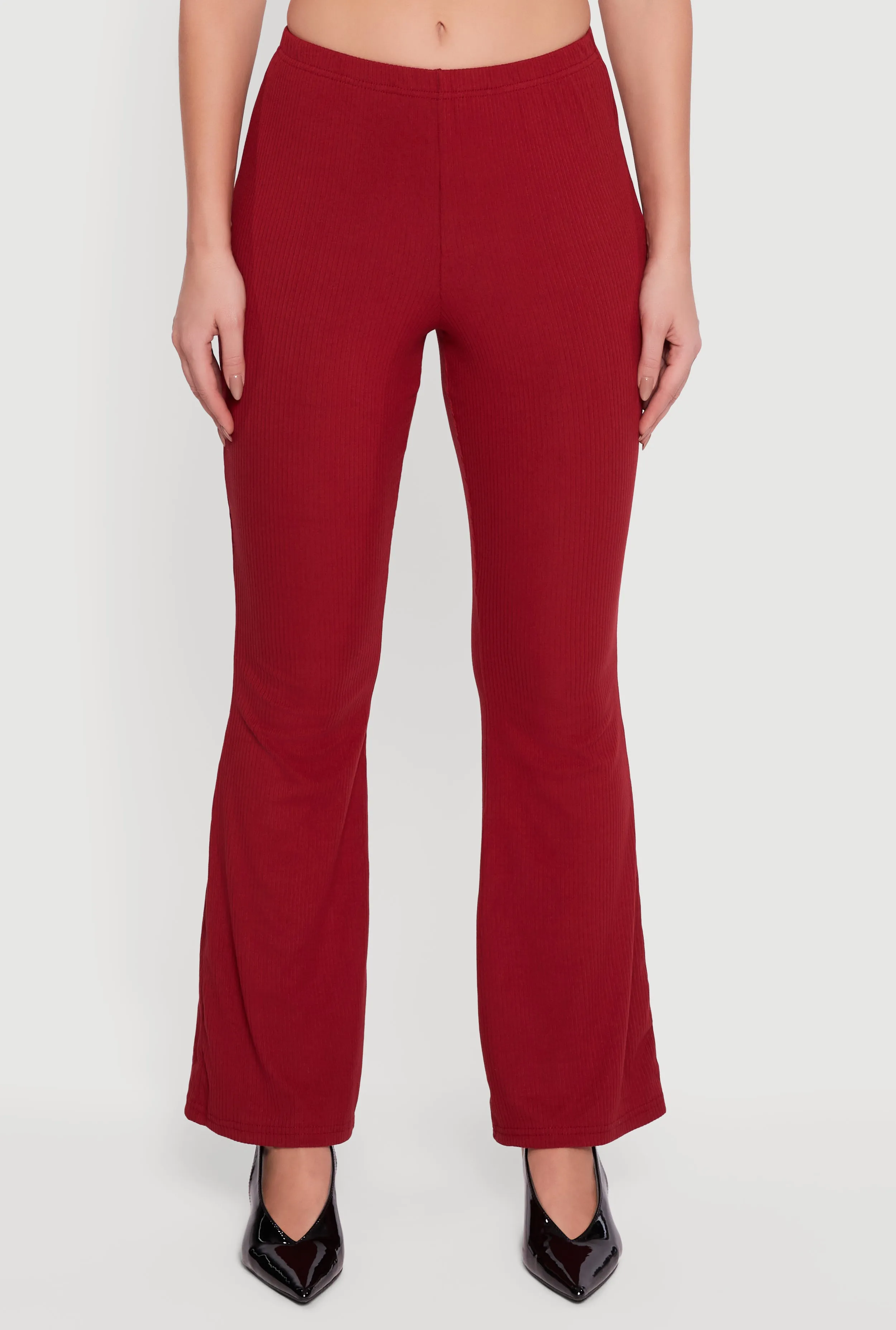 Ribbed Knit Flare Leg Casual Pants sold by Rainbow product image thumbnail 3