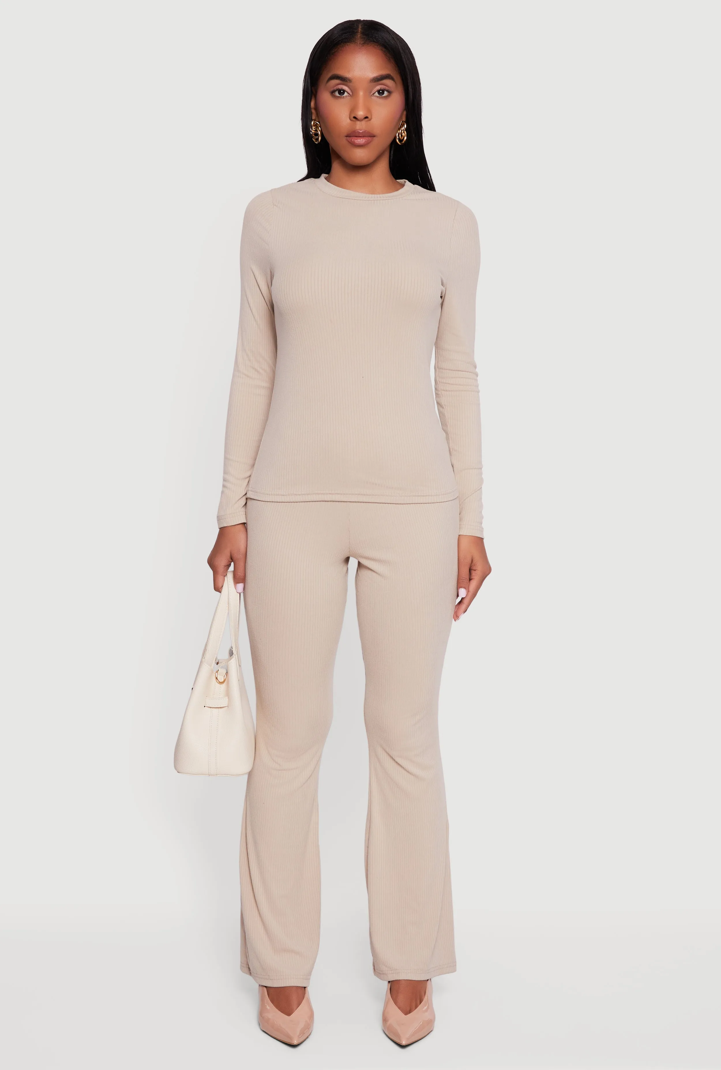 Ribbed Knit Flare Leg Casual Pants sold by Rainbow product image thumbnail 2