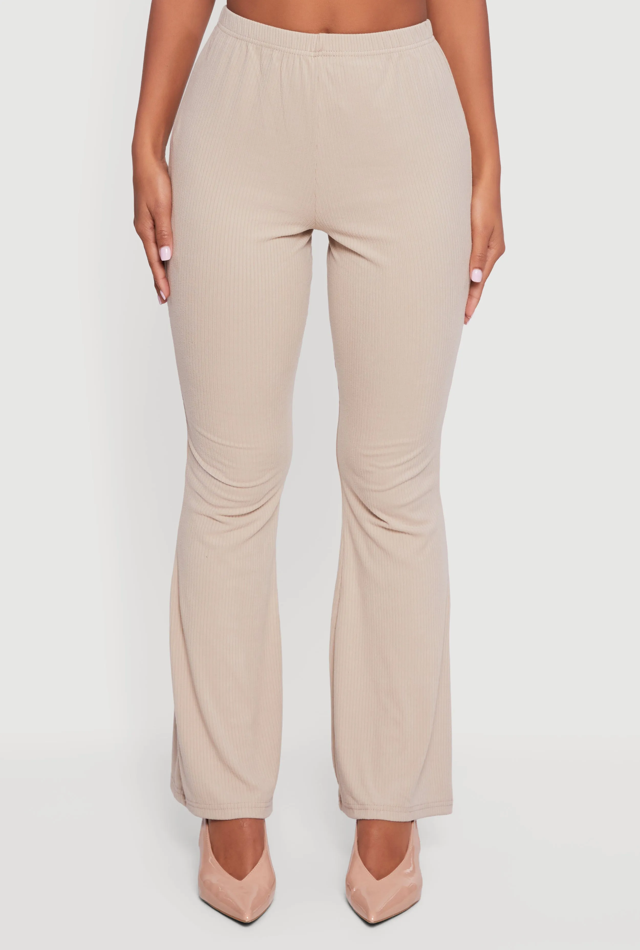 Ribbed Knit Flare Leg Casual Pants sold by Rainbow product image thumbnail 3