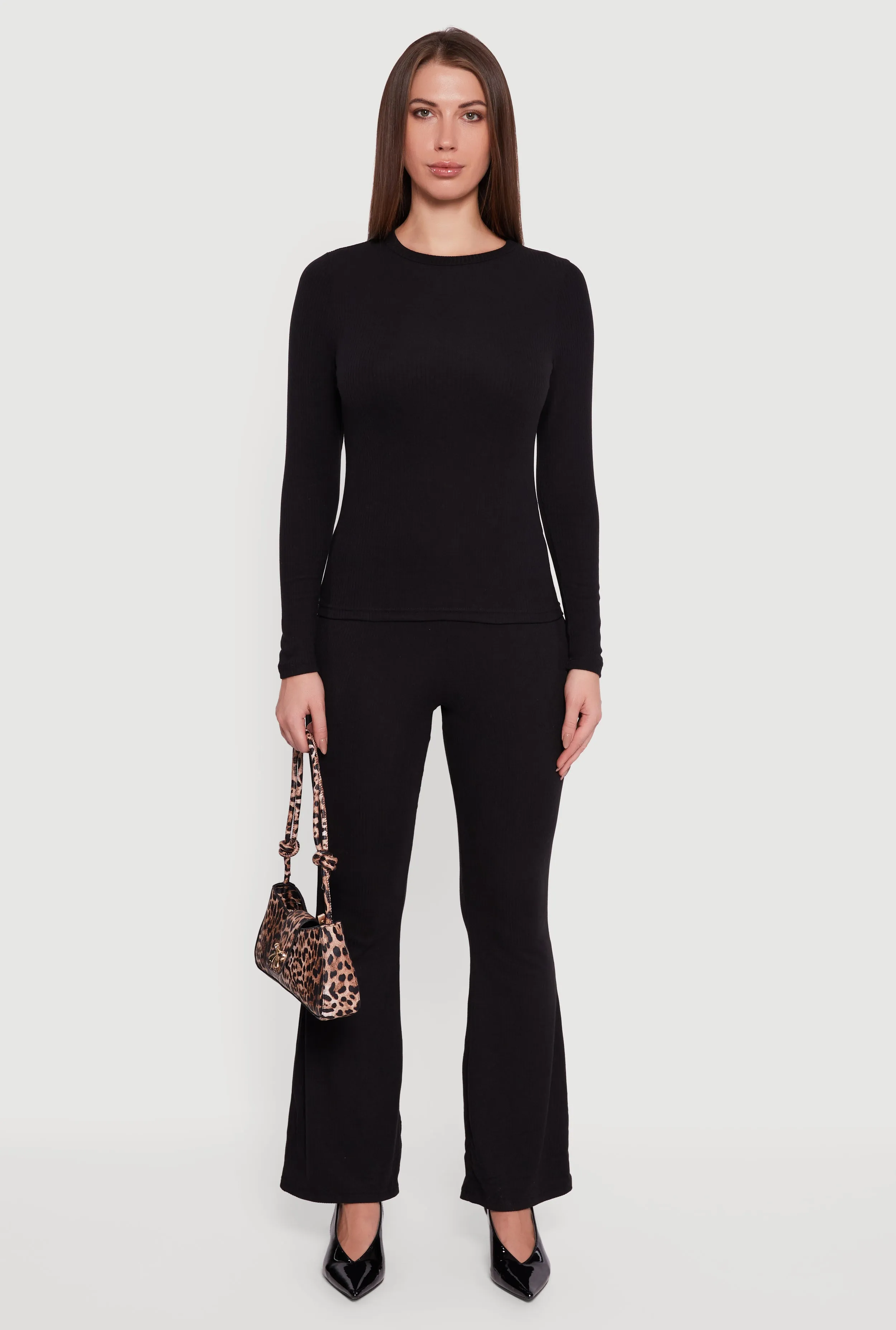 Ribbed Knit Long Sleeve Crew Neck Top sold by Rainbow product image thumbnail 3