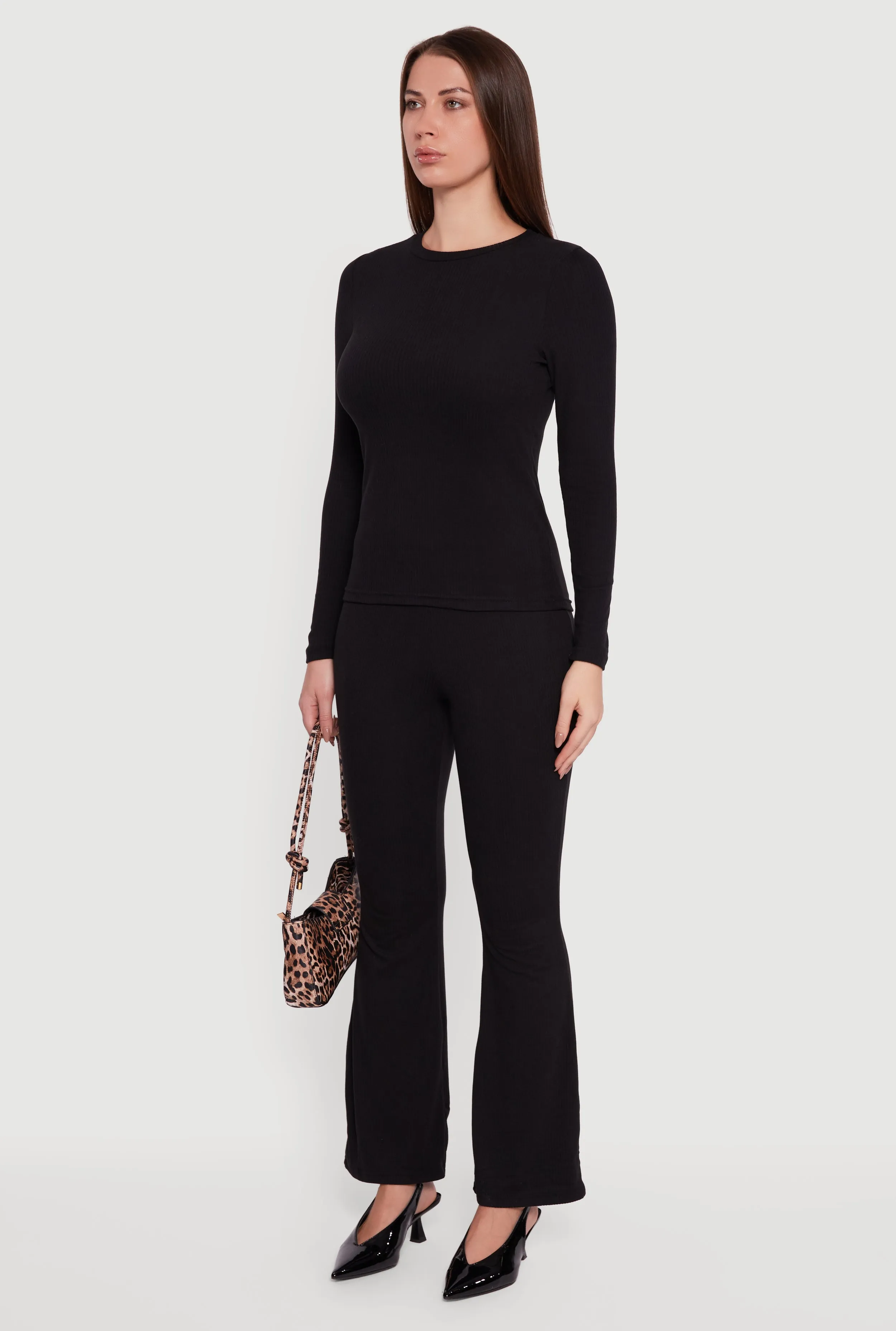 Ribbed Knit Long Sleeve Crew Neck Top sold by Rainbow product image thumbnail 5