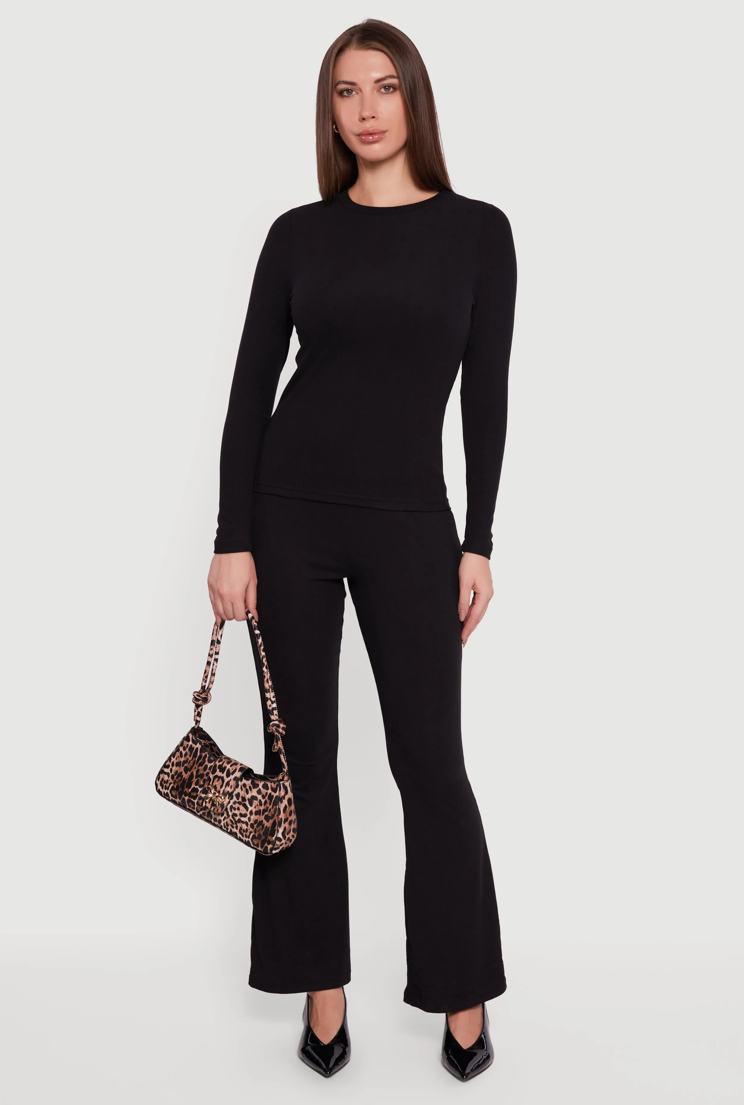 Ribbed Knit Long Sleeve Crew Neck Top sold by Rainbow product image thumbnail 2