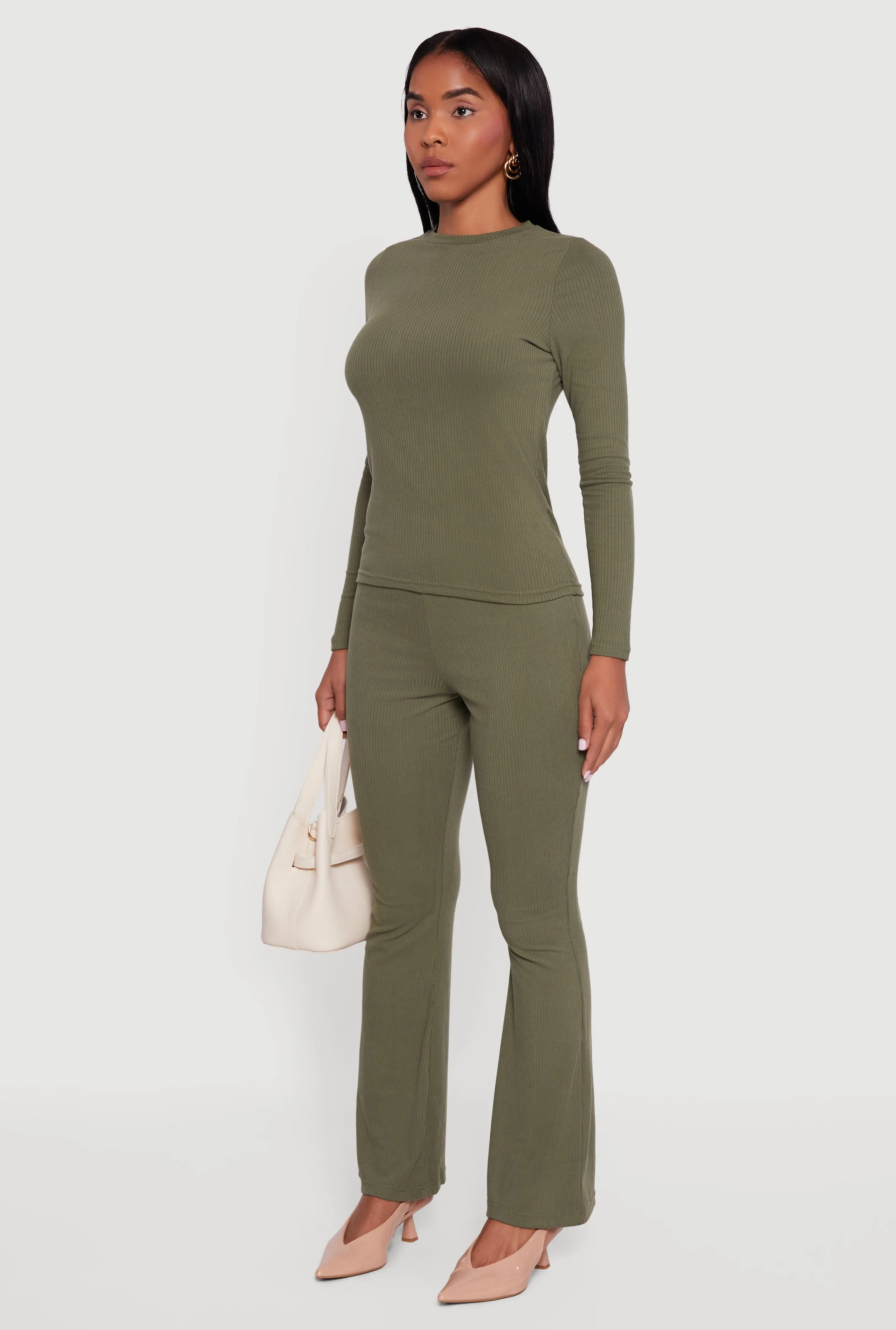 Ribbed Knit Long Sleeve Crew Neck Top sold by Rainbow product image thumbnail 5