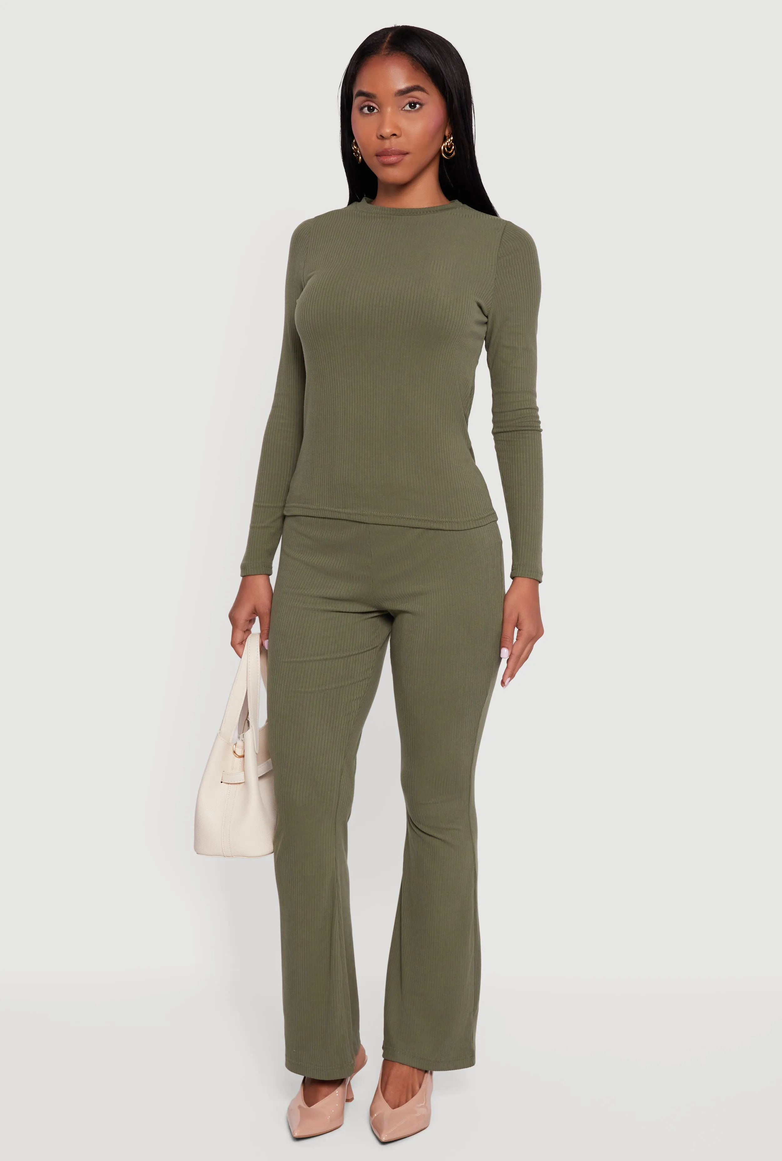 Ribbed Knit Long Sleeve Crew Neck Top sold by Rainbow product image thumbnail 2