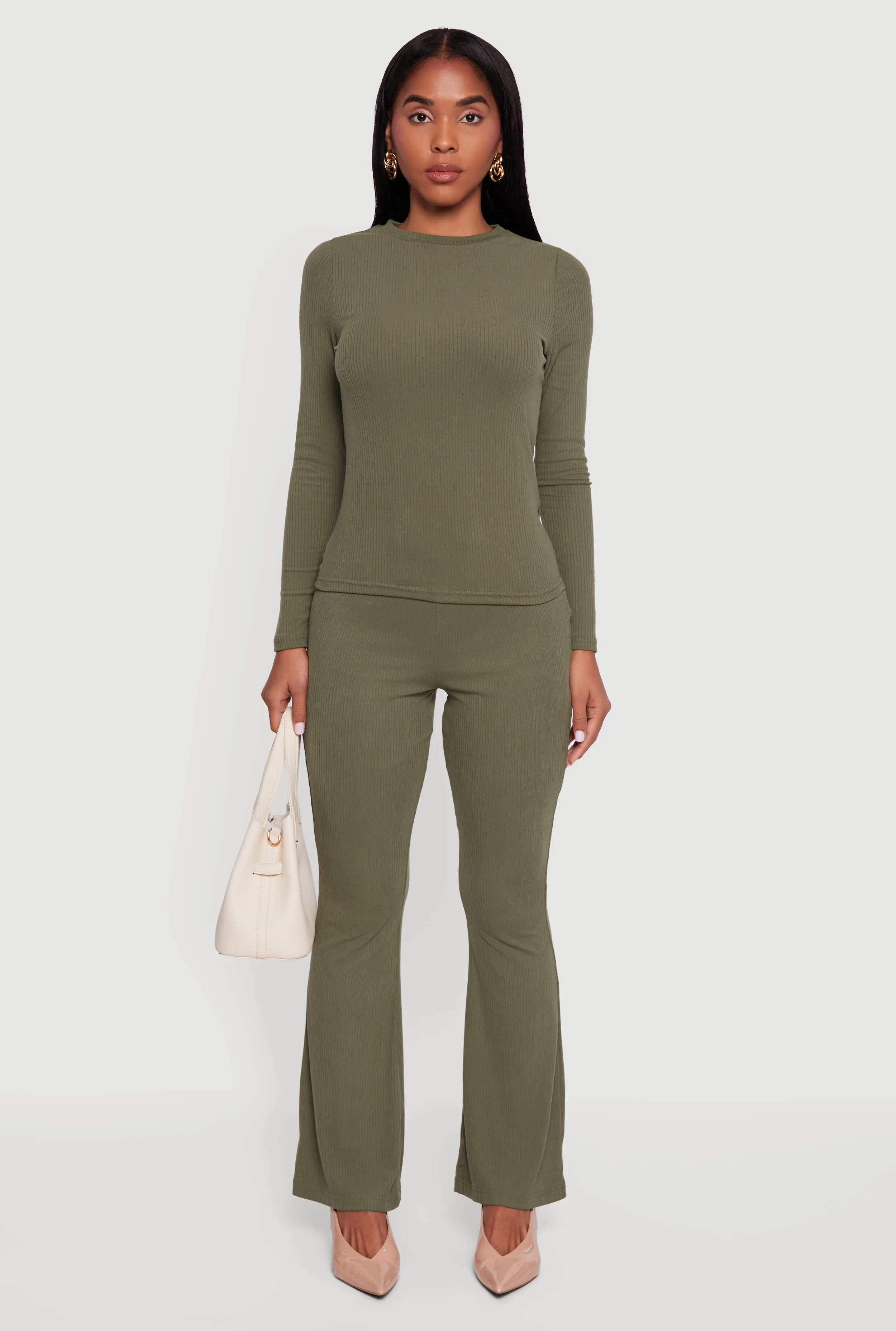 Ribbed Knit Long Sleeve Crew Neck Top sold by Rainbow product image thumbnail 3