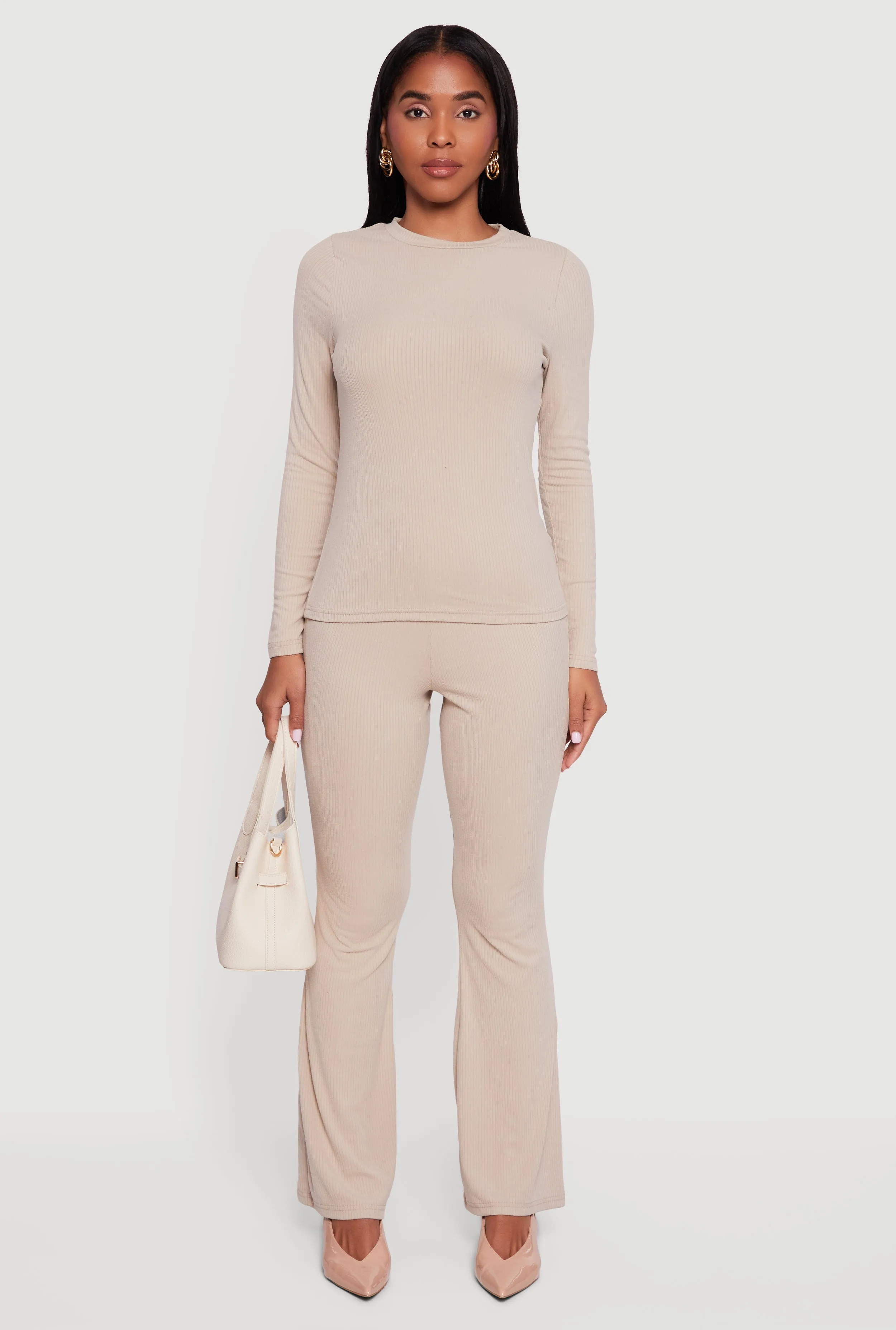 Ribbed Knit Long Sleeve Crew Neck Top sold by Rainbow product image thumbnail 3