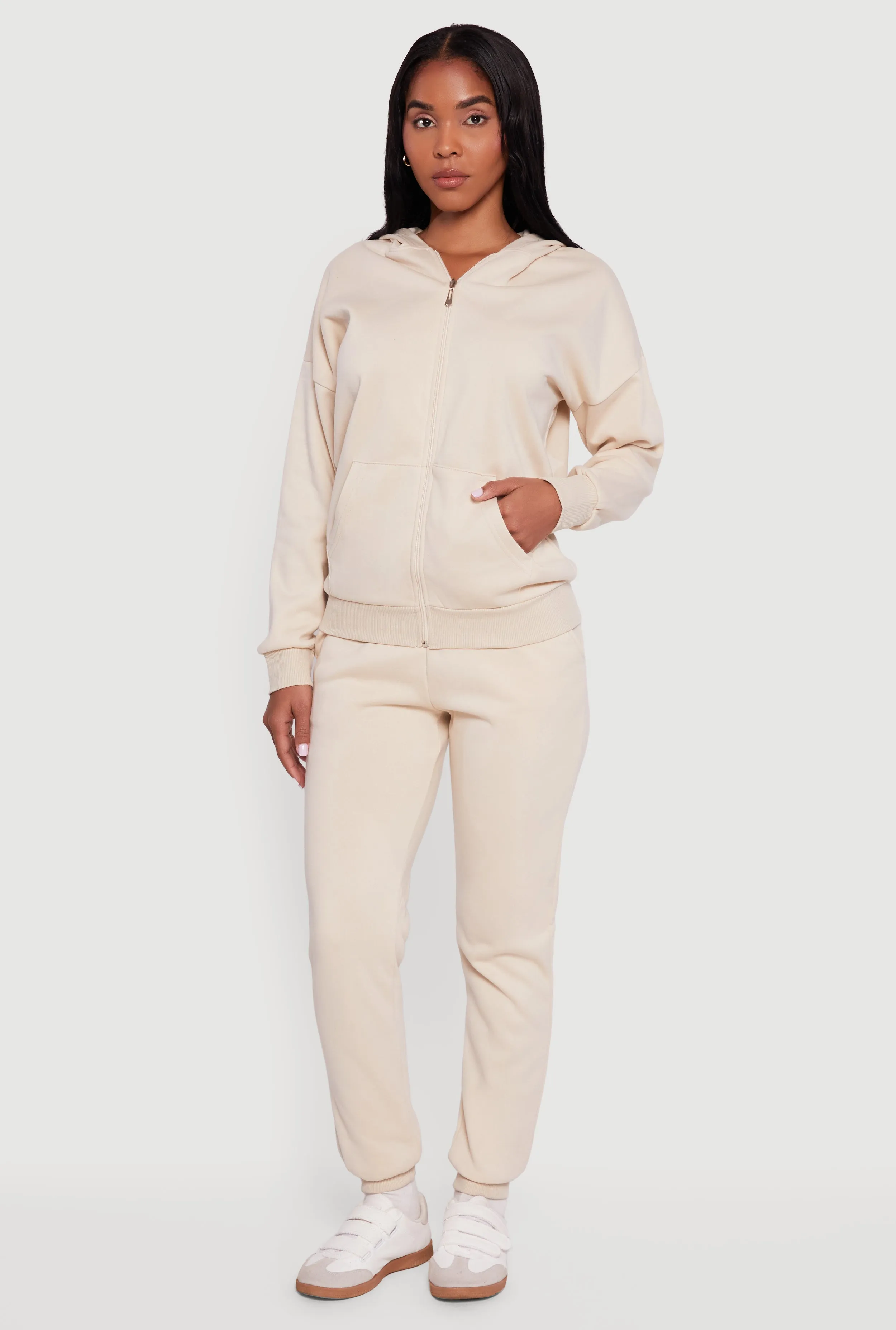 Long Sleeve Drop Shoulder Zip Front Hoodie sold by Rainbow product image thumbnail 2