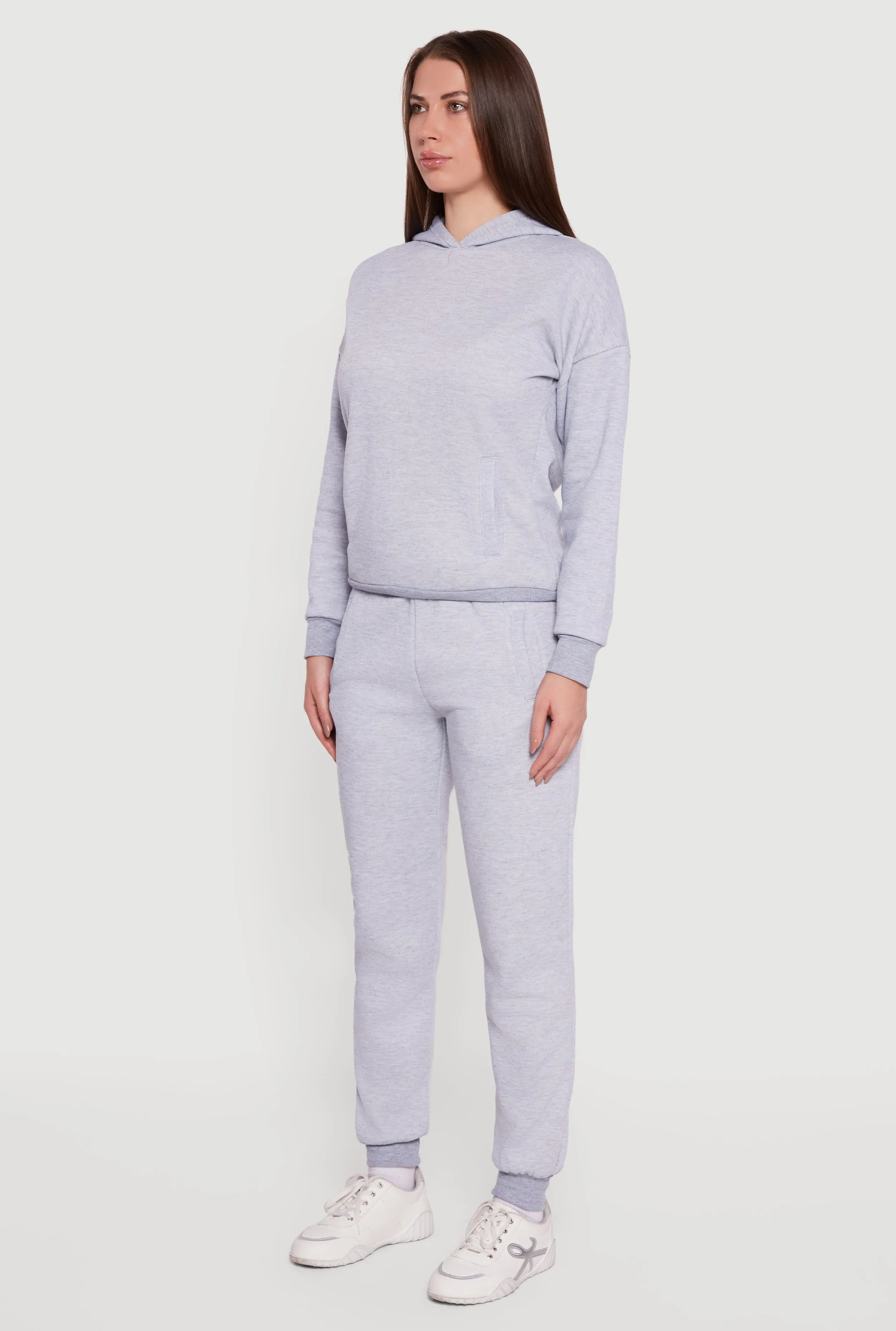 Kangaroo Pocket Long Sleeve Drop Shoulder Pullover Hoodie sold by Rainbow product image thumbnail 5