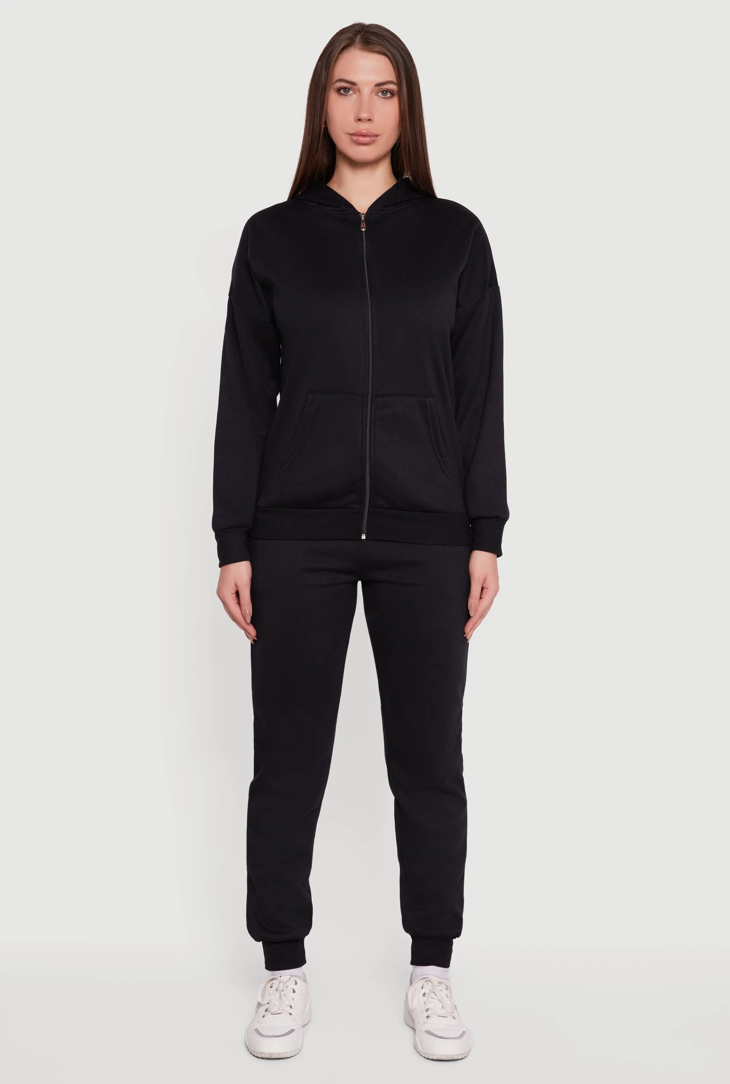 Long Sleeve Drop Shoulder Zip Front Hoodie sold by Rainbow product image thumbnail 3