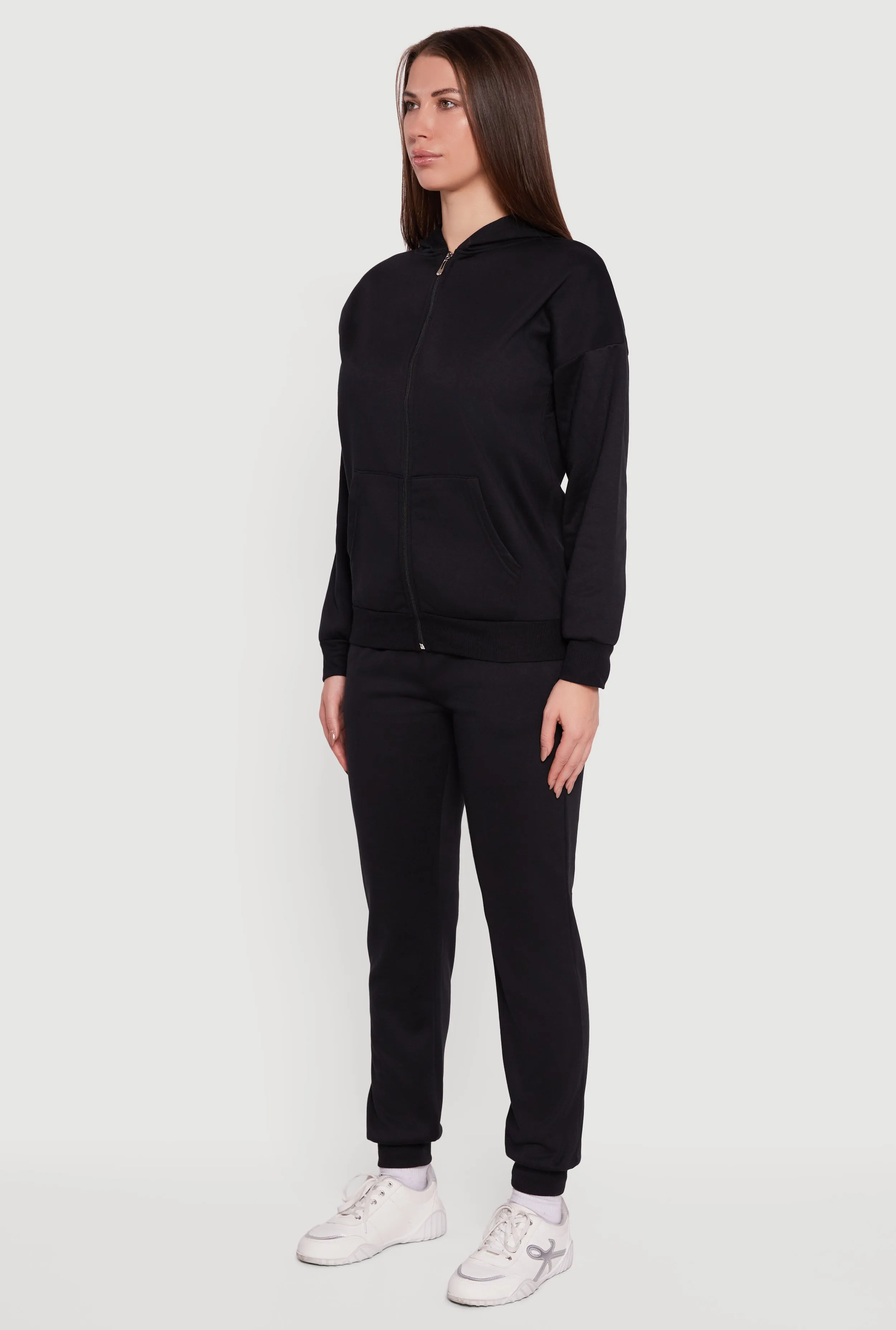 Long Sleeve Drop Shoulder Zip Front Hoodie sold by Rainbow product image thumbnail 5