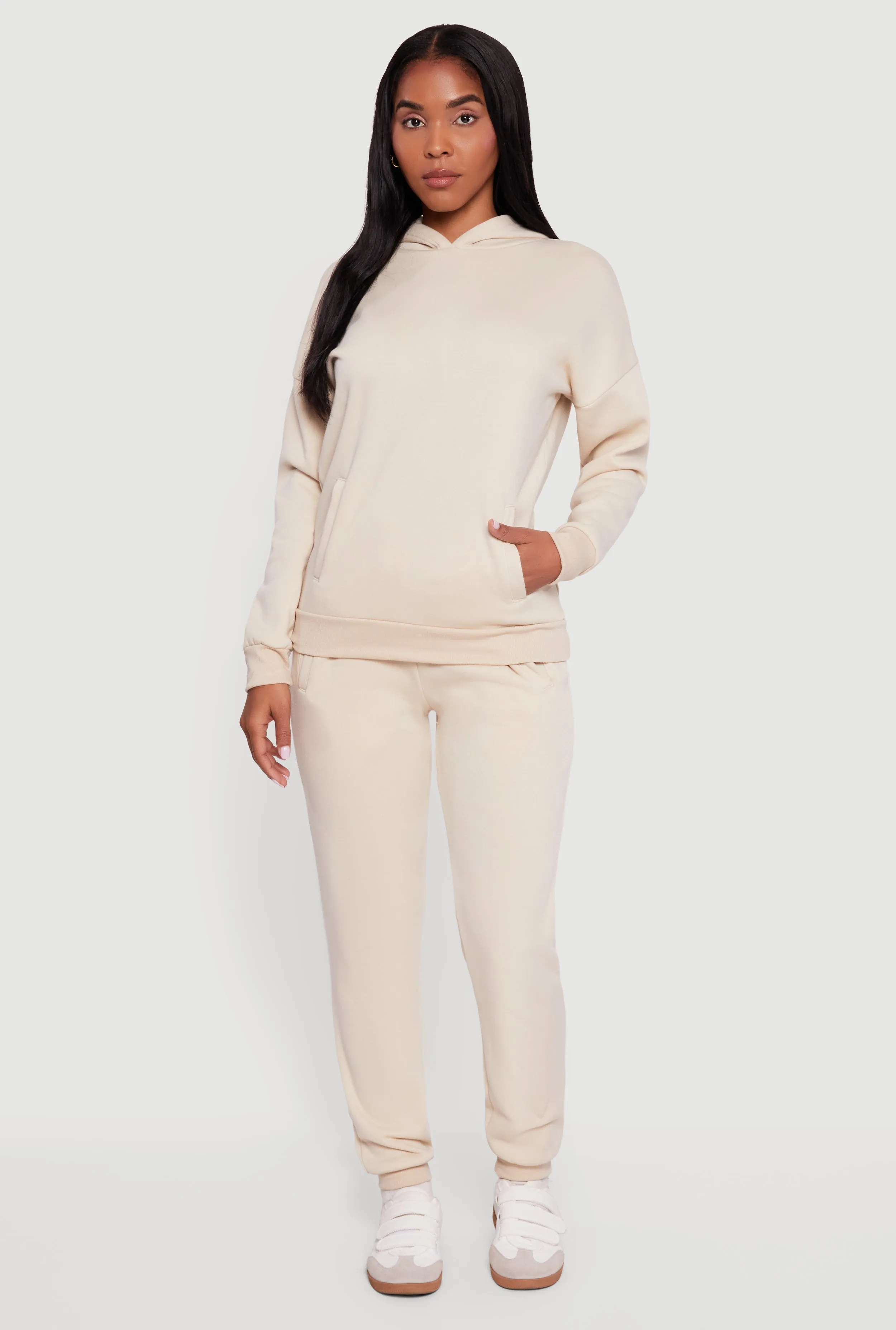 Kangaroo Pocket Long Sleeve Drop Shoulder Pullover Hoodie sold by Rainbow product image thumbnail 2