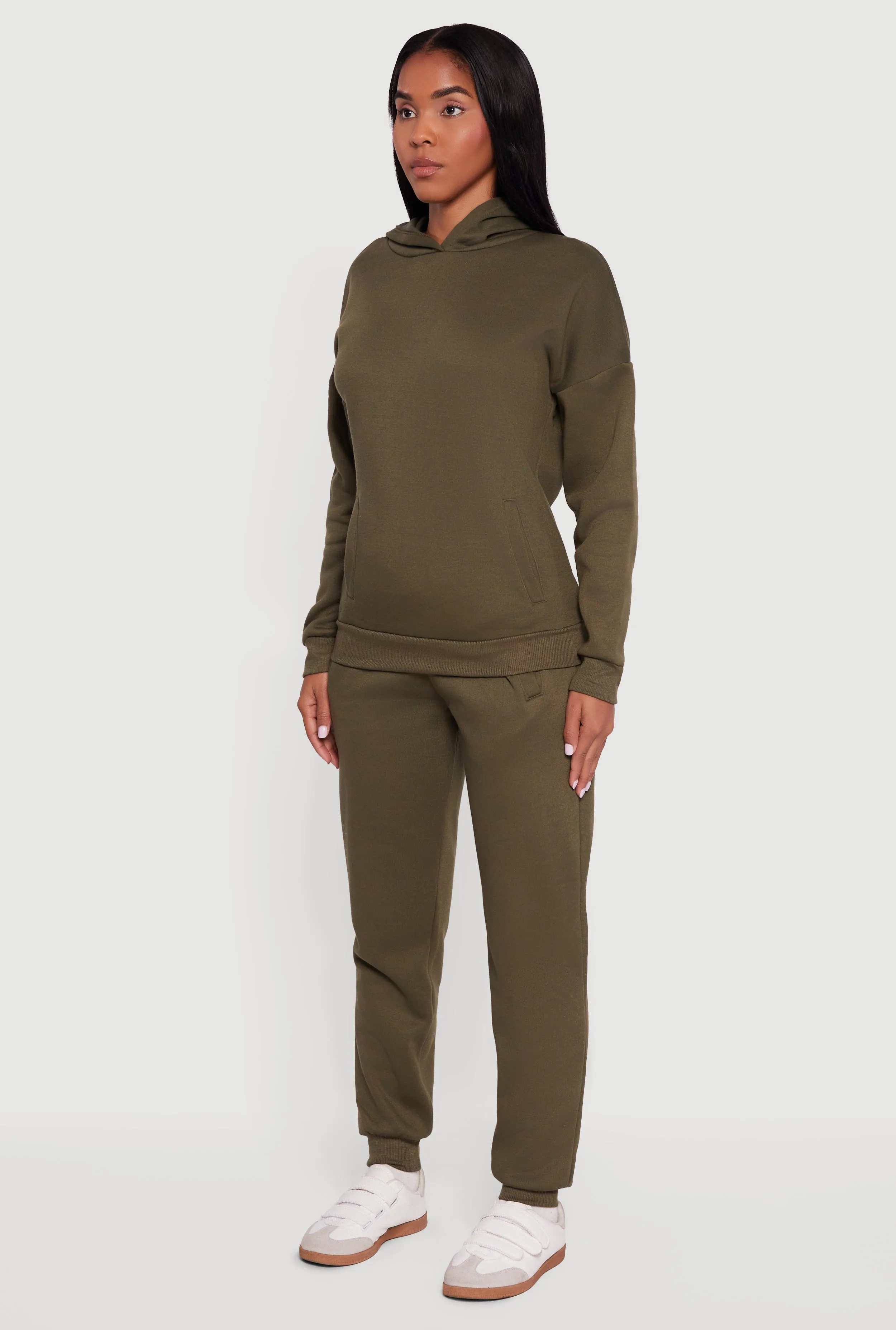Kangaroo Pocket Long Sleeve Drop Shoulder Pullover Hoodie sold by Rainbow product image thumbnail 5