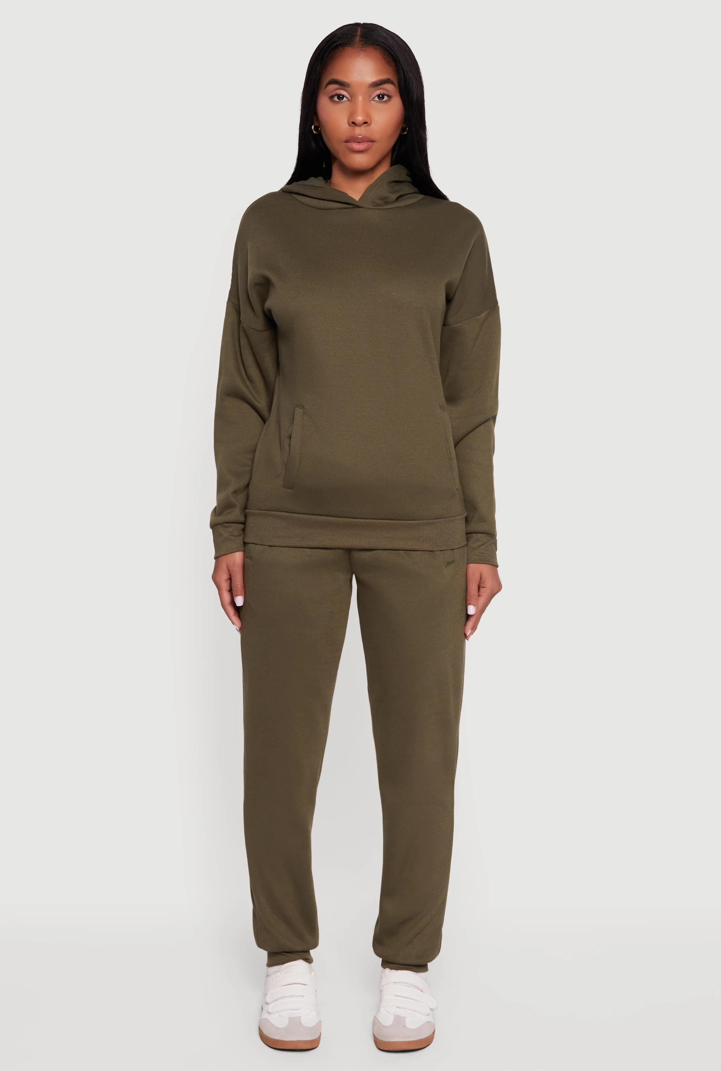 Kangaroo Pocket Long Sleeve Drop Shoulder Pullover Hoodie sold by Rainbow product image thumbnail 3