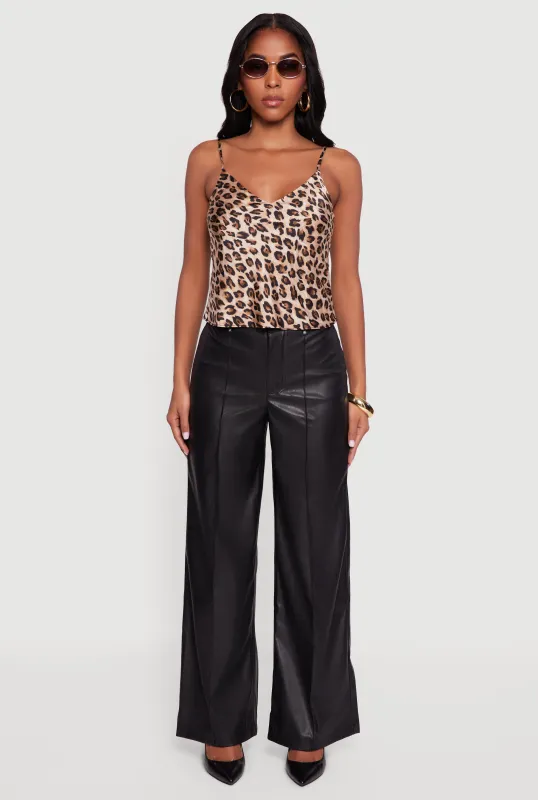 Faux Leather High Waisted Pintuck Dress Pants sold by Rainbow