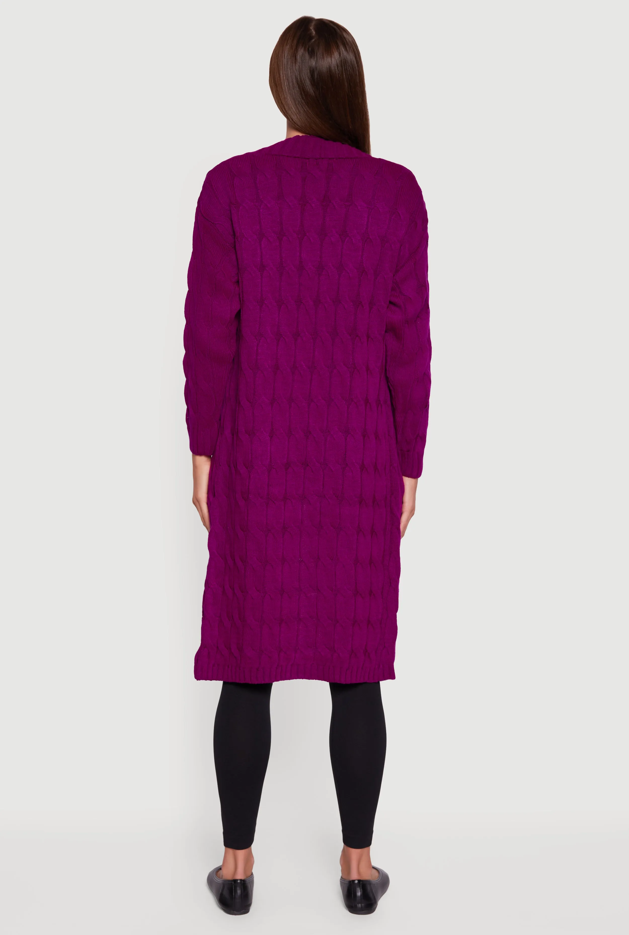 Open Front Cable Knit Long Cardigan sold by Rainbow product image thumbnail 5