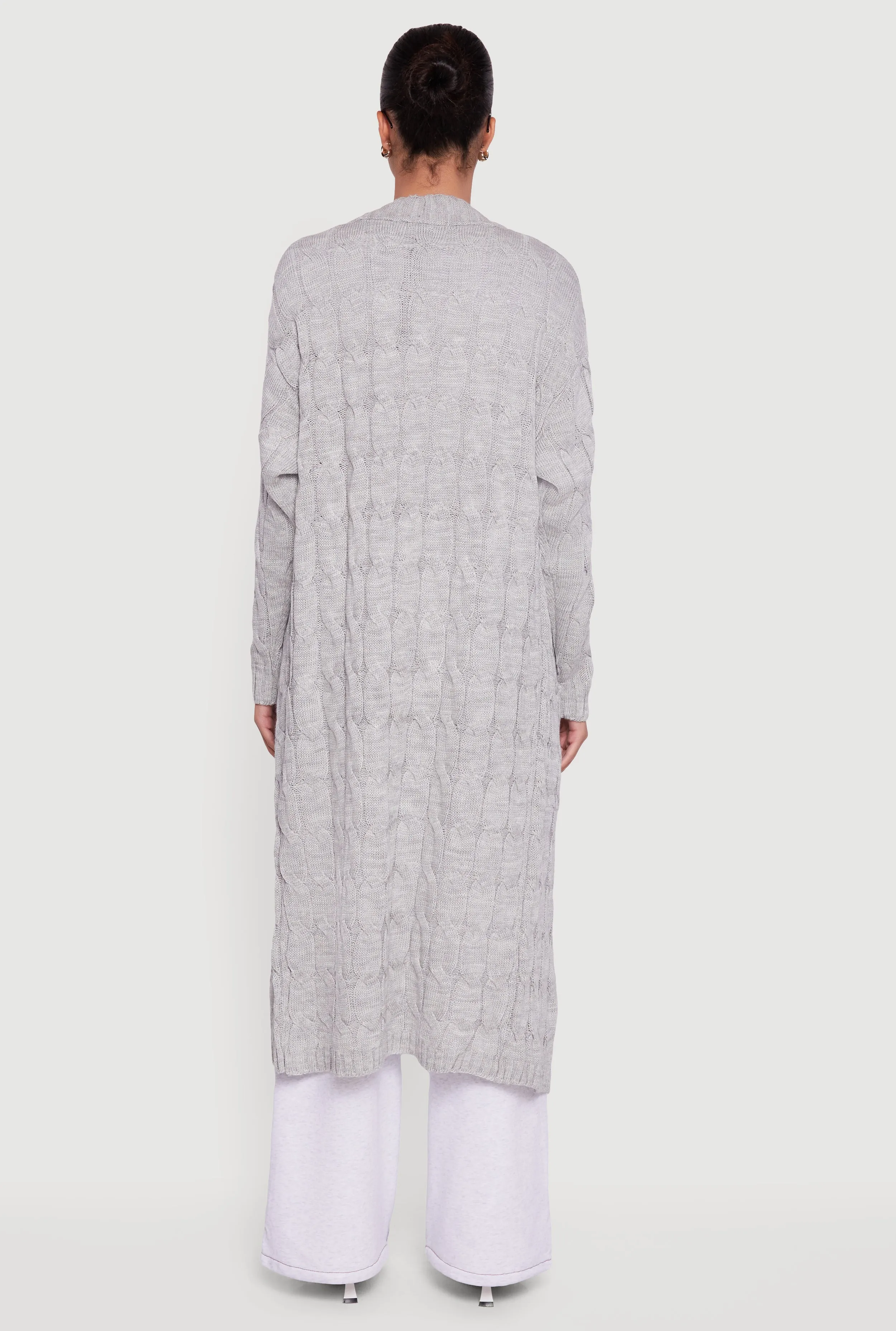 Open Front Cable Knit Long Cardigan sold by Rainbow product image thumbnail 5