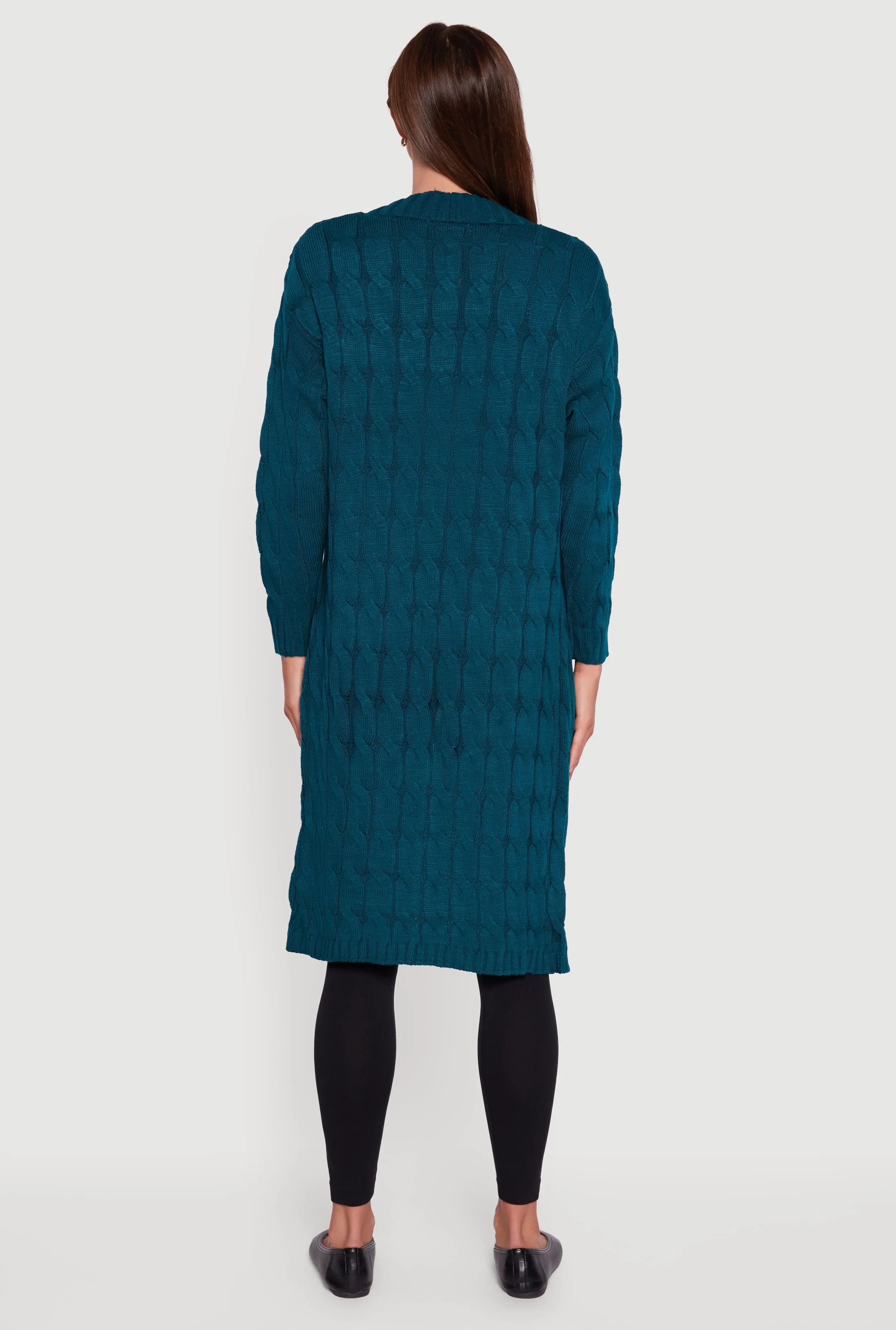 Open Front Cable Knit Long Cardigan sold by Rainbow product image thumbnail 5