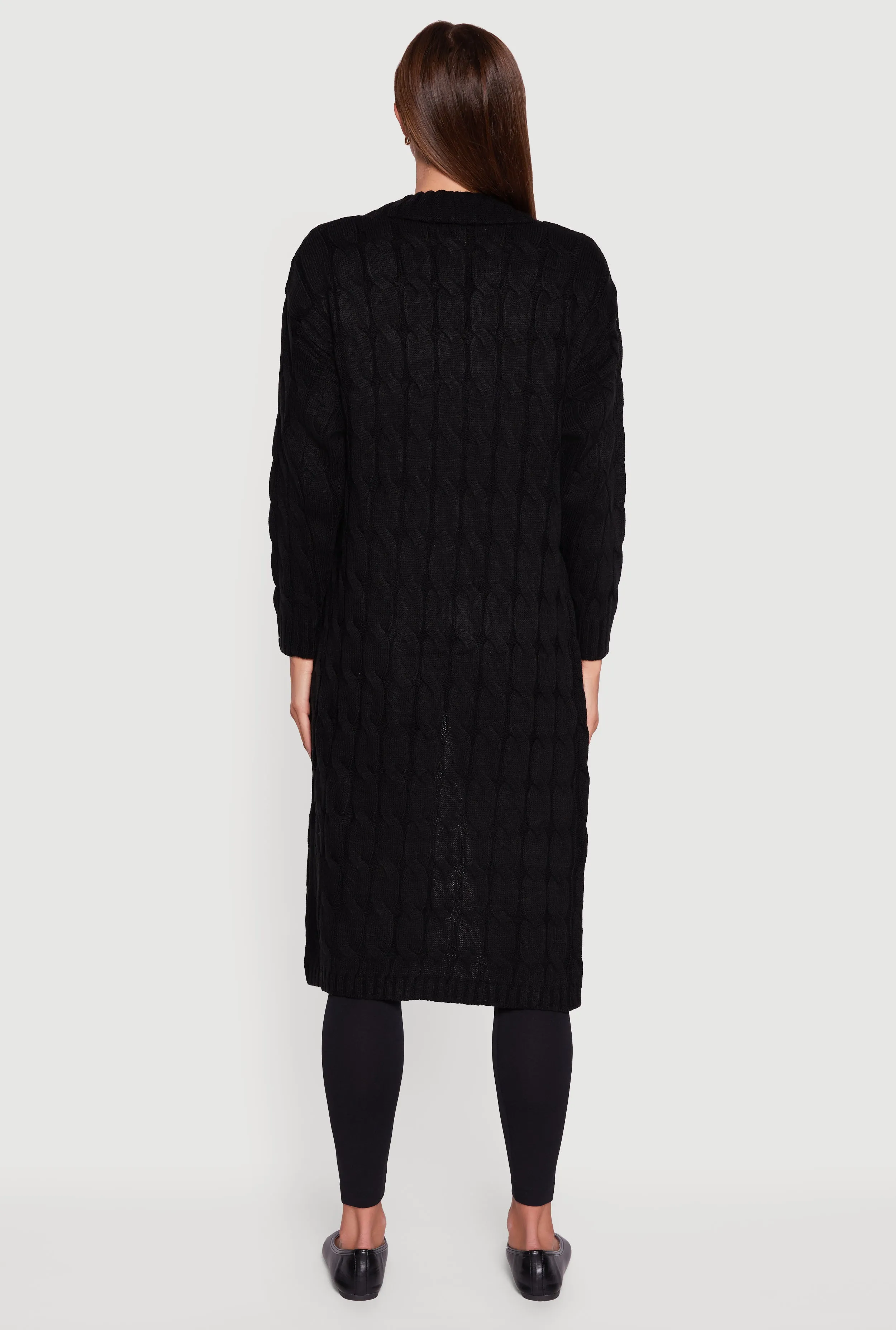 Open Front Cable Knit Long Cardigan sold by Rainbow product image thumbnail 5