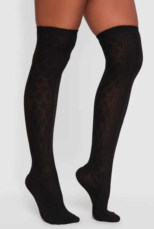 Diamond Patterned Over the Knee Socks Size 9-11 sold by Rainbow