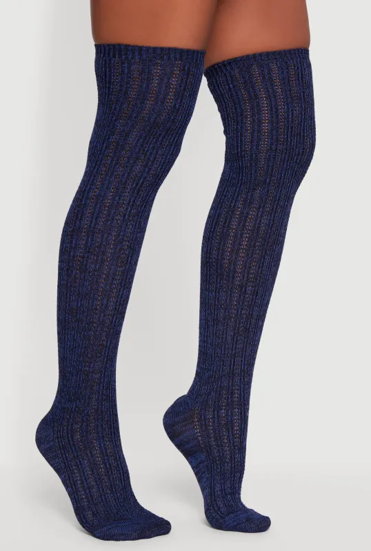 Marled Pointelle Knit Over the Knee Socks Size 9-11 sold by Rainbow