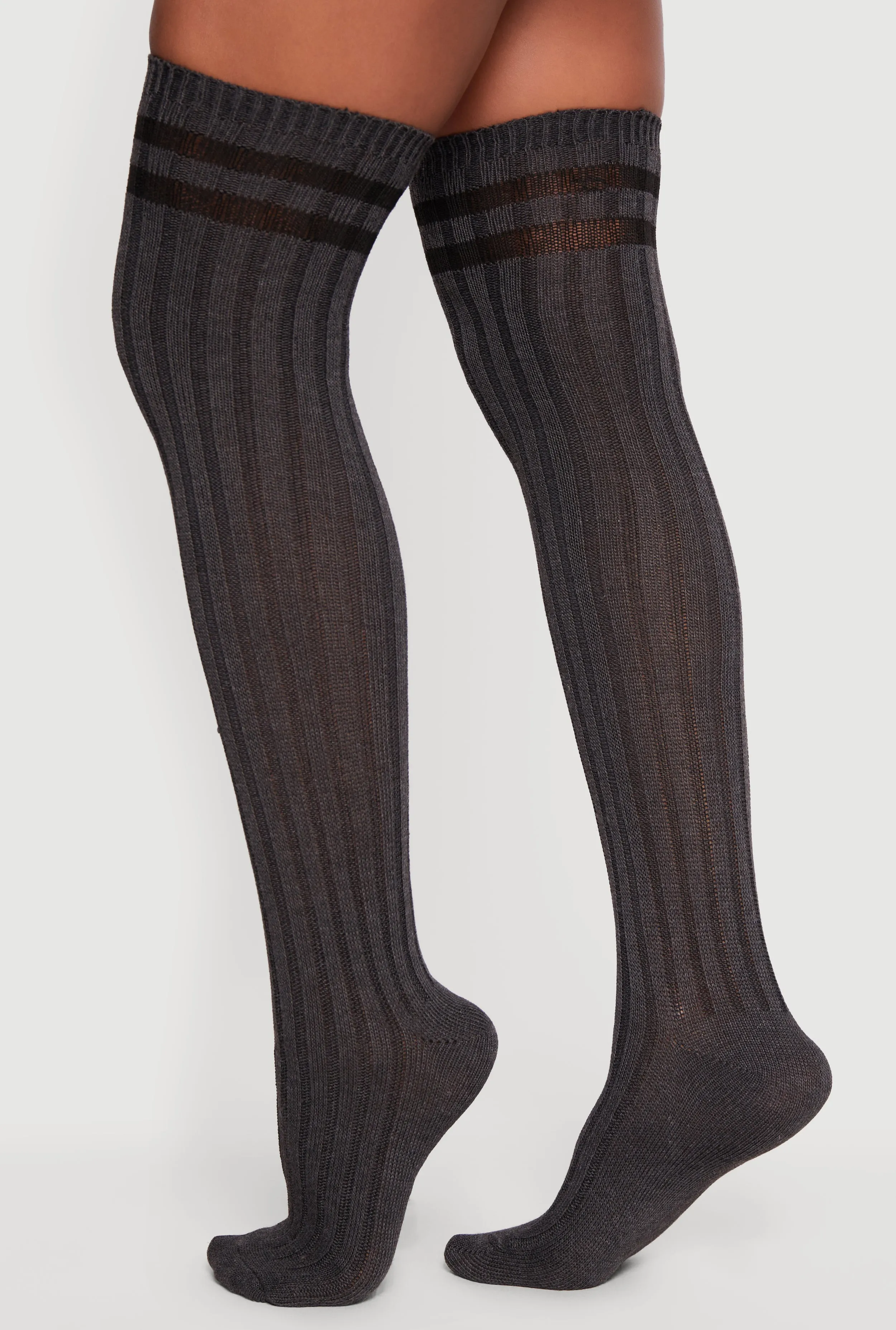 Rib Knit Varsity Stripe Over the Knee Socks Size 9-11 sold by Rainbow product image thumbnail 2