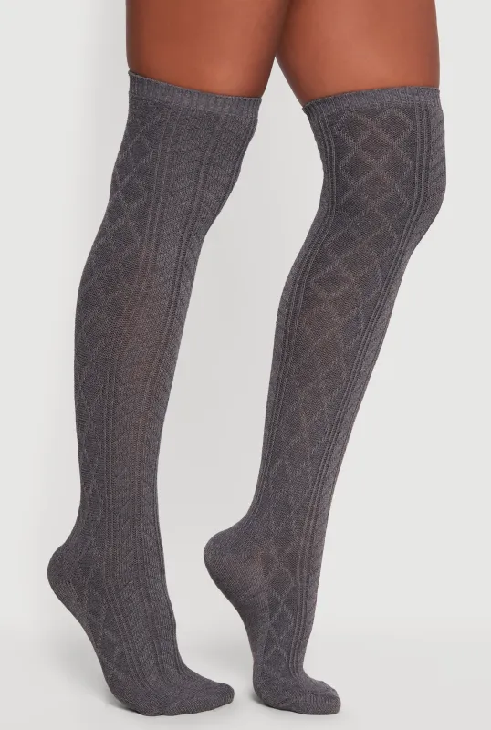 Diamond Patterned Over the Knee Socks Size 9-11 sold by Rainbow