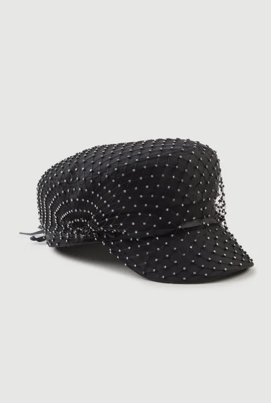 Rhinestone Fishnet Cabbie Hat sold by Rainbow