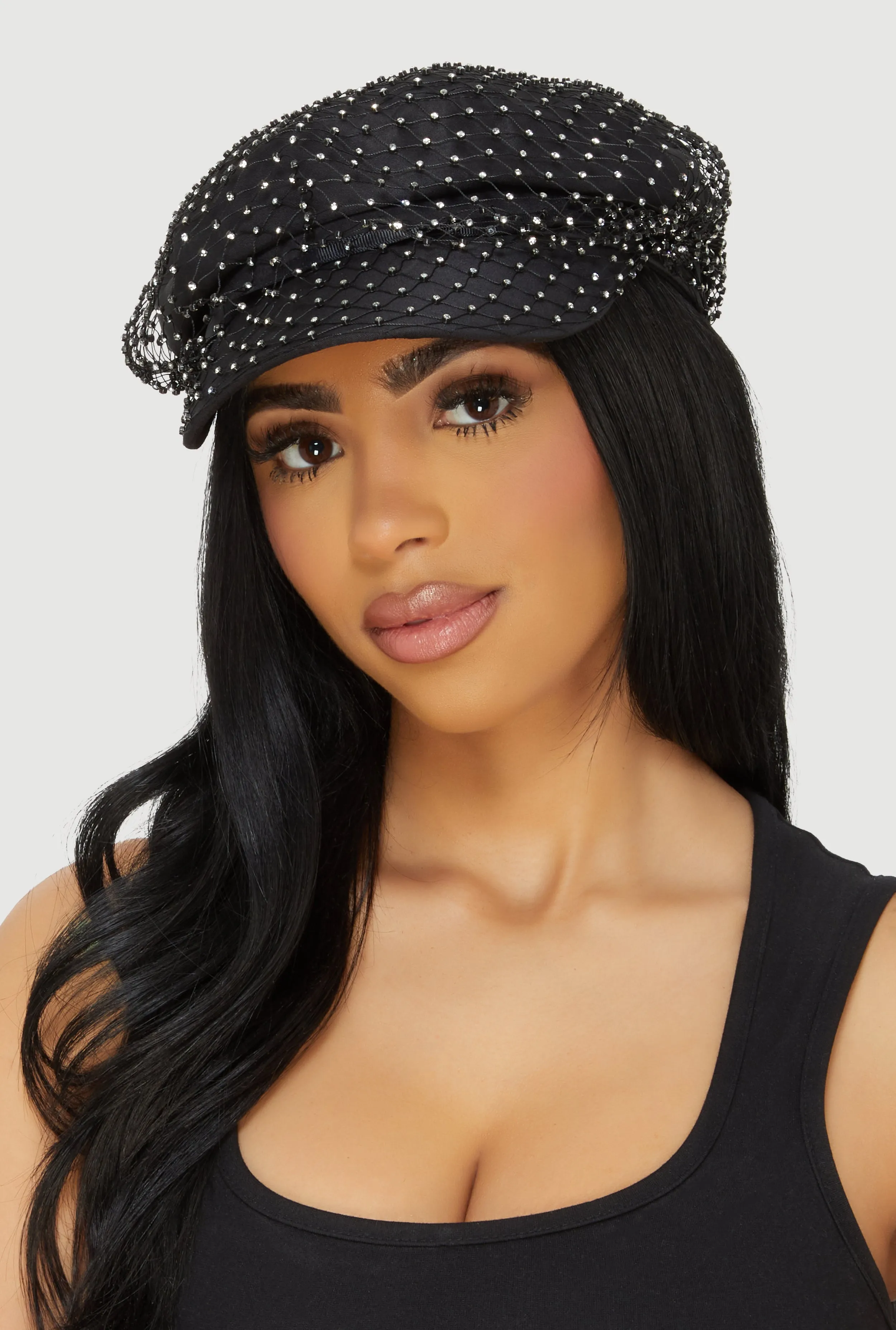 Rhinestone Fishnet Cabbie Hat sold by Rainbow product image thumbnail 2