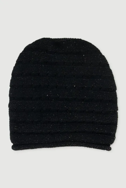 Sequin Detail Lurex Slouch Beanie sold by Rainbow