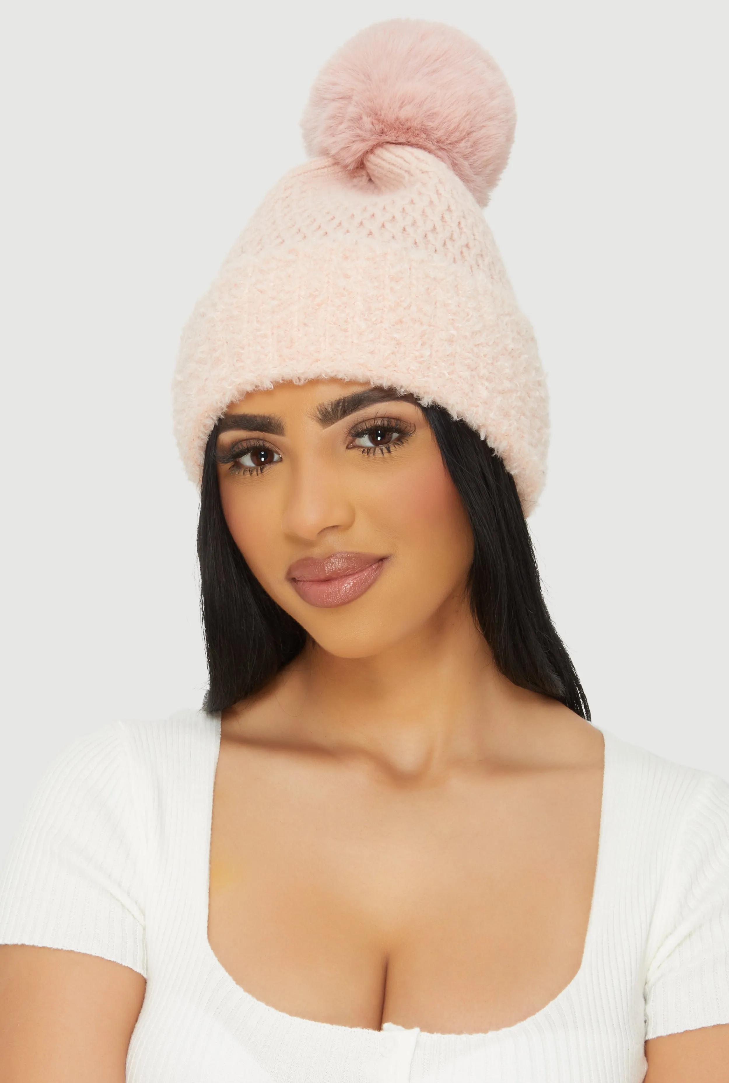 Eyelash Knit Trim Pom Pom Beanie sold by Rainbow product image thumbnail 2
