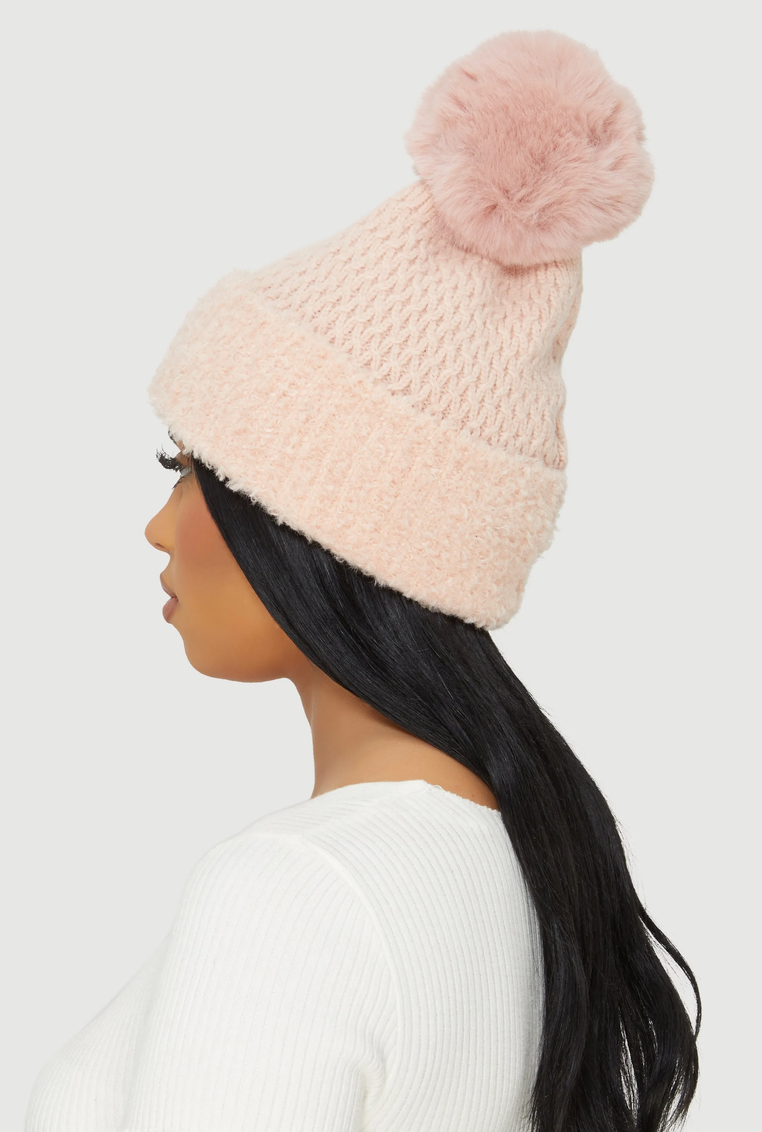 Eyelash Knit Trim Pom Pom Beanie sold by Rainbow product image thumbnail 3