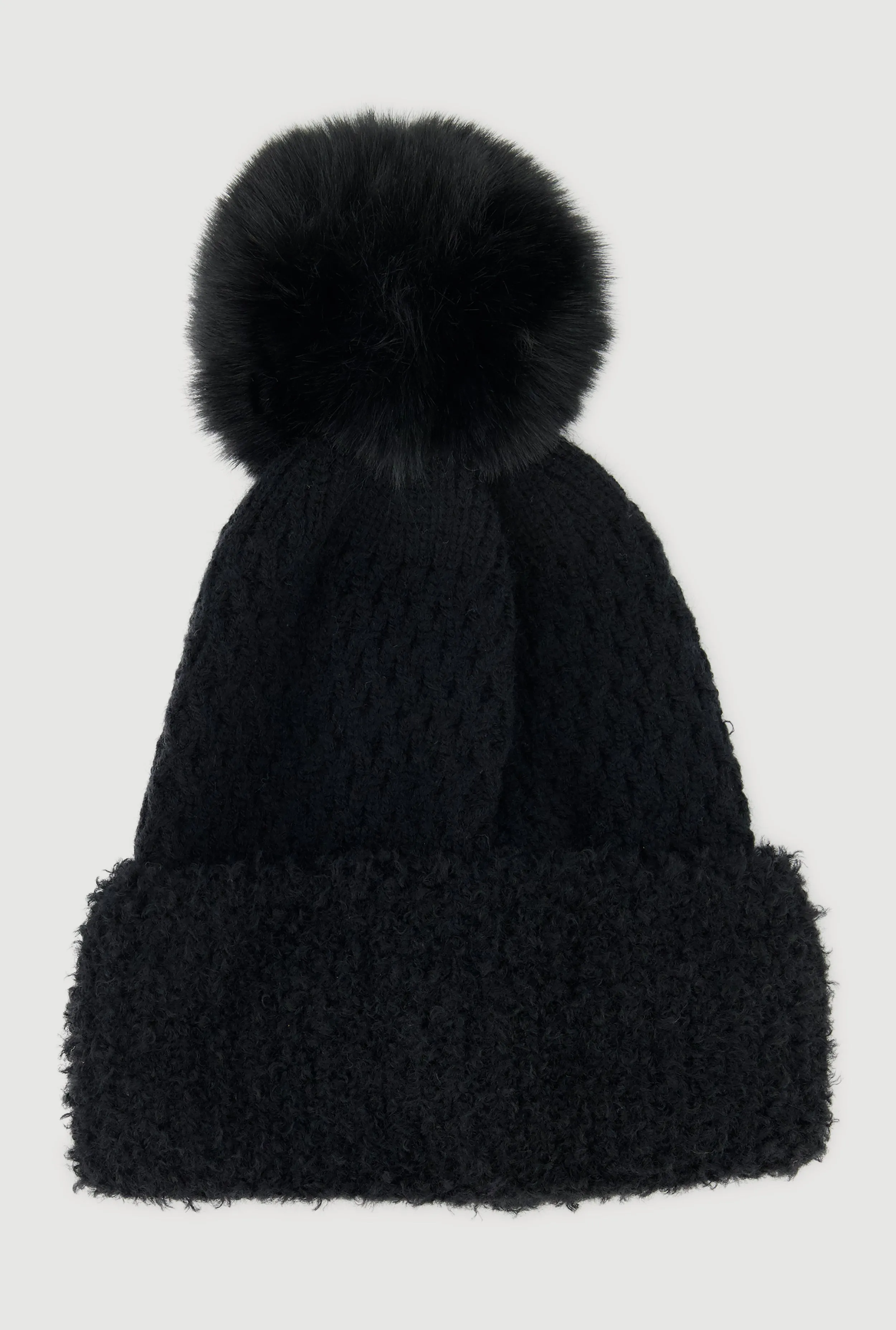 Eyelash Knit Trim Pom Pom Beanie sold by Rainbow