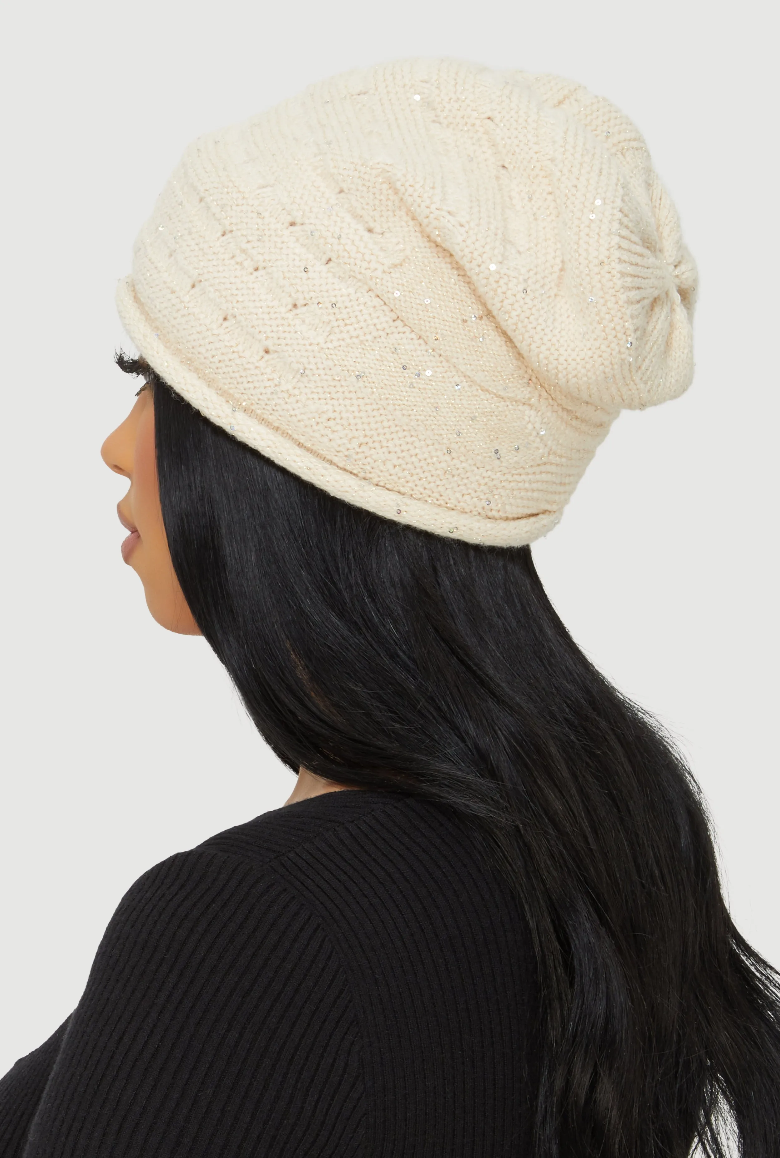 Sequin Detail Lurex Slouch Beanie sold by Rainbow product image thumbnail 3
