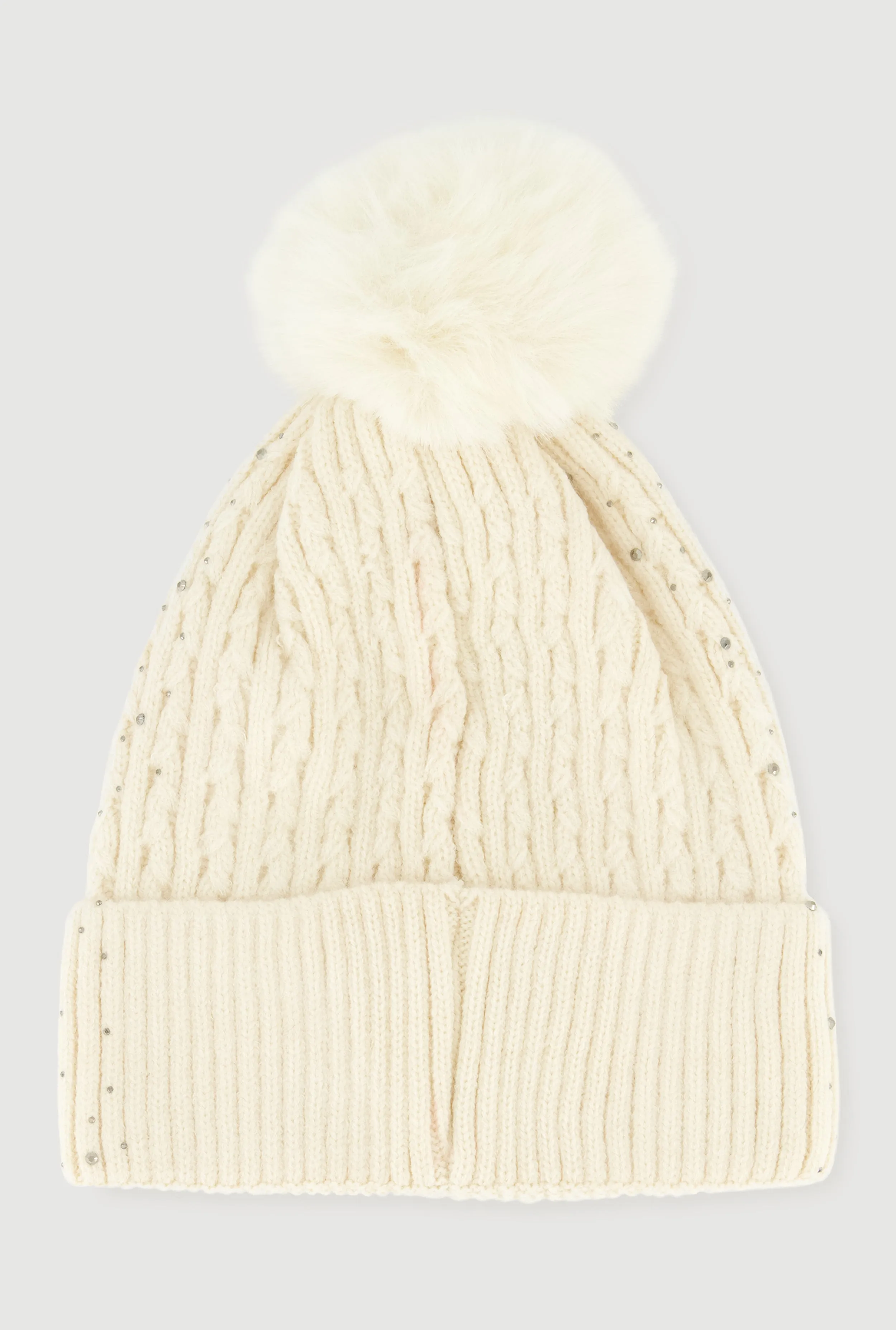 Rhinestone Cable Knit Pom Pom Beanie sold by Rainbow product image thumbnail 5