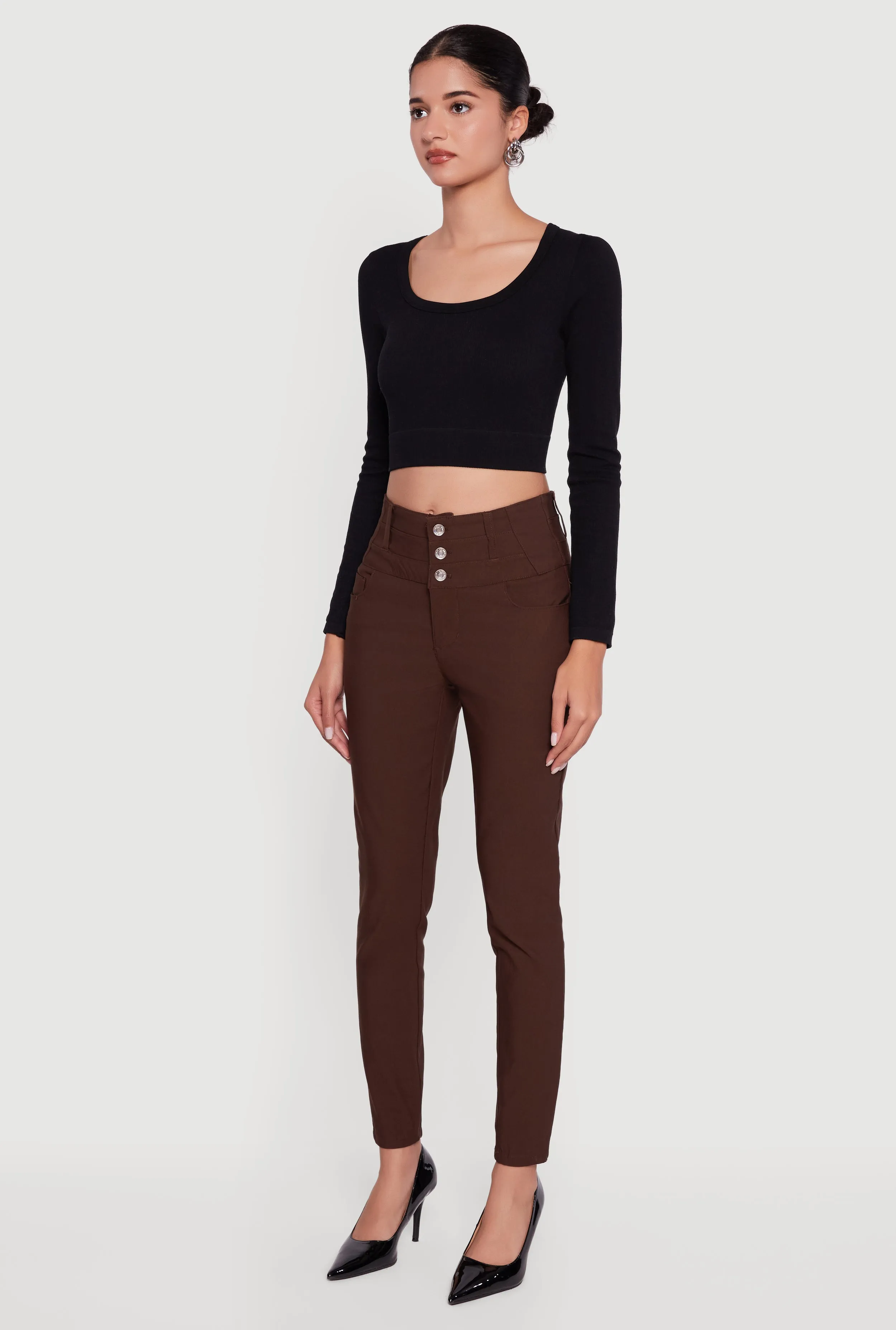 Almost Famous Three Button High Waisted Pants sold by Rainbow product image thumbnail 3